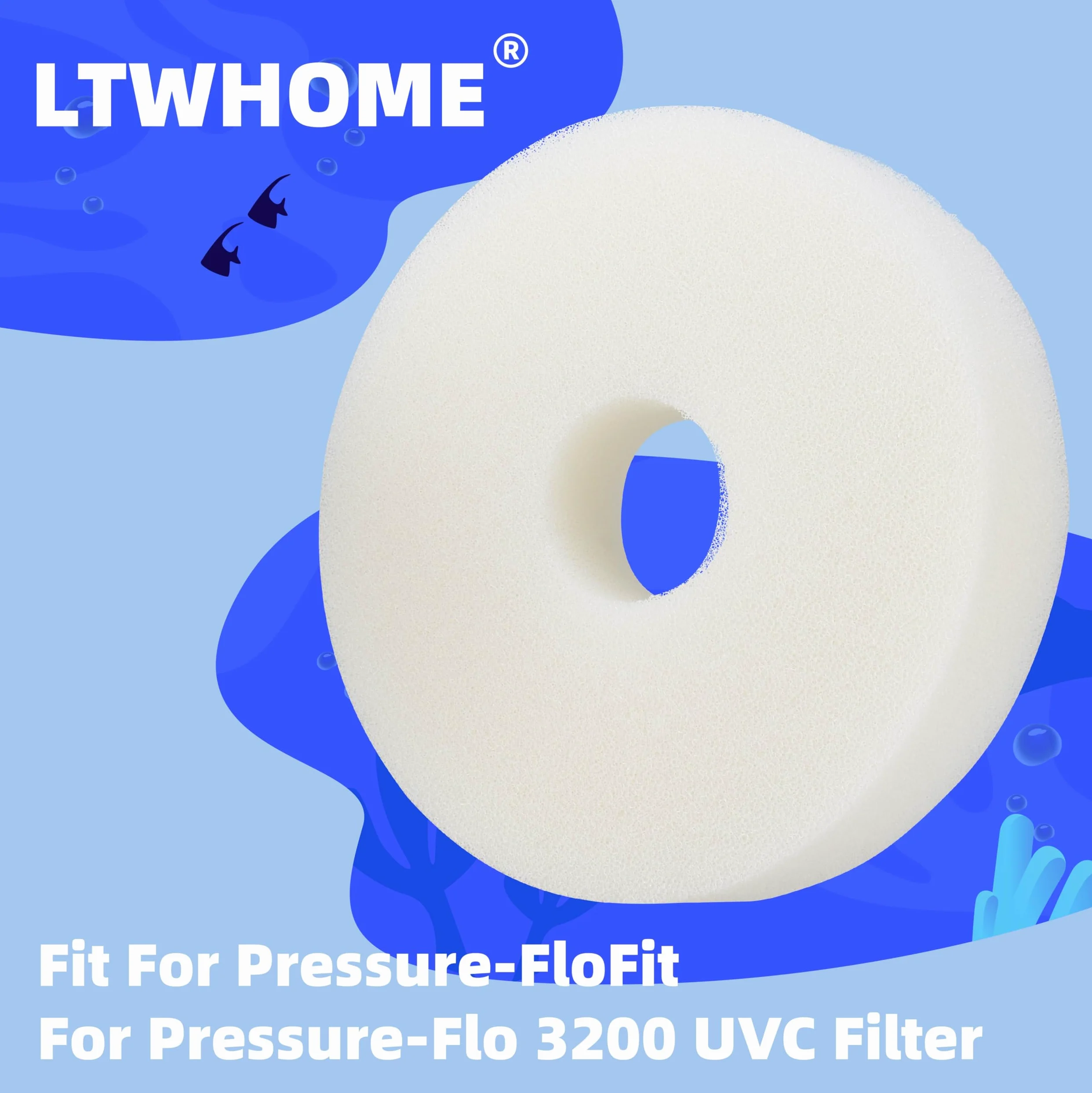LTWHOME Compatible en Mousseux Eponge Filtration Médias Convient pour Laguna Pression Flo 12000 (Paquet de 5)