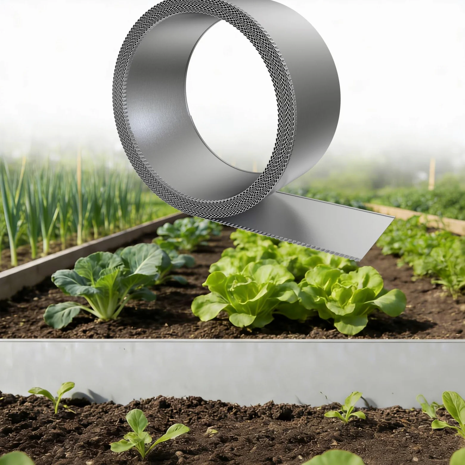 Bordure de Jardin 15m, Bordure de Pelouse Métal Flexible 15cm de Hauteur, Surface Galvanisée, Anti-Mousse, Résistante aux Intempéries, Facile à Installer, Argenté