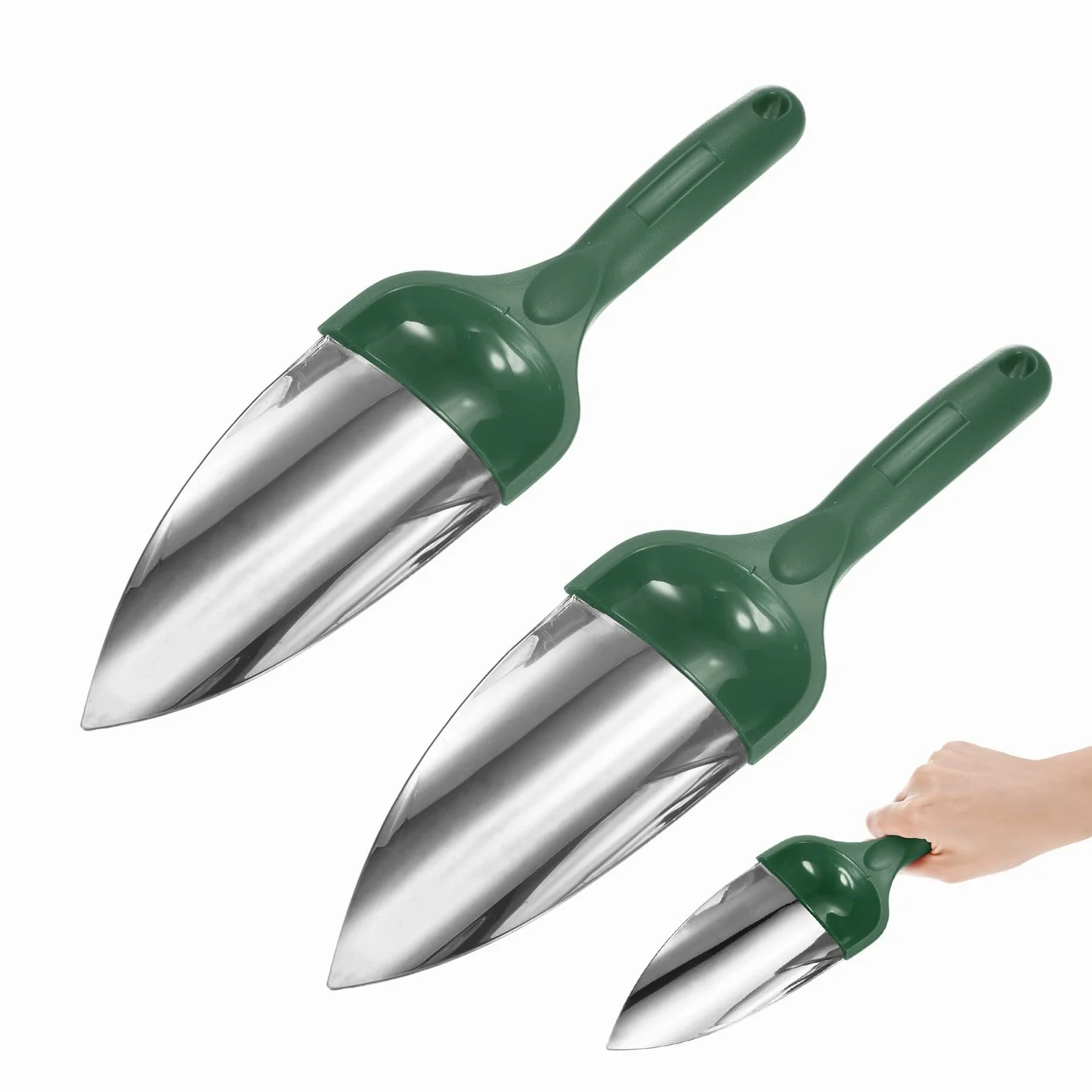 M METERXITY 2-Pack Pelle De Jardin Petite Pelle, 30cm/11.81 inch Outils De Jardinage en Acier Inoxydable pour Creuser, Transplanter, Ameublir Le Sol Et Planter, Manche Ergonomique [Vert]