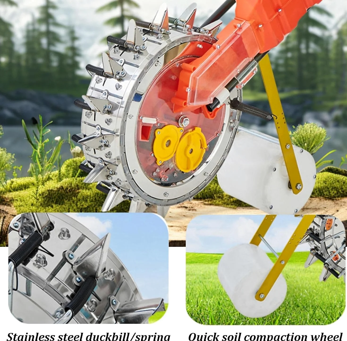 Semoir Manuel, Semoir De Jardin Multi-Orifices, 16 Disques De Semis, Espacement De Semis Réglable, Construction Robuste en Acier Inoxydable, pour Coton, Haricots Mungo Et Soja