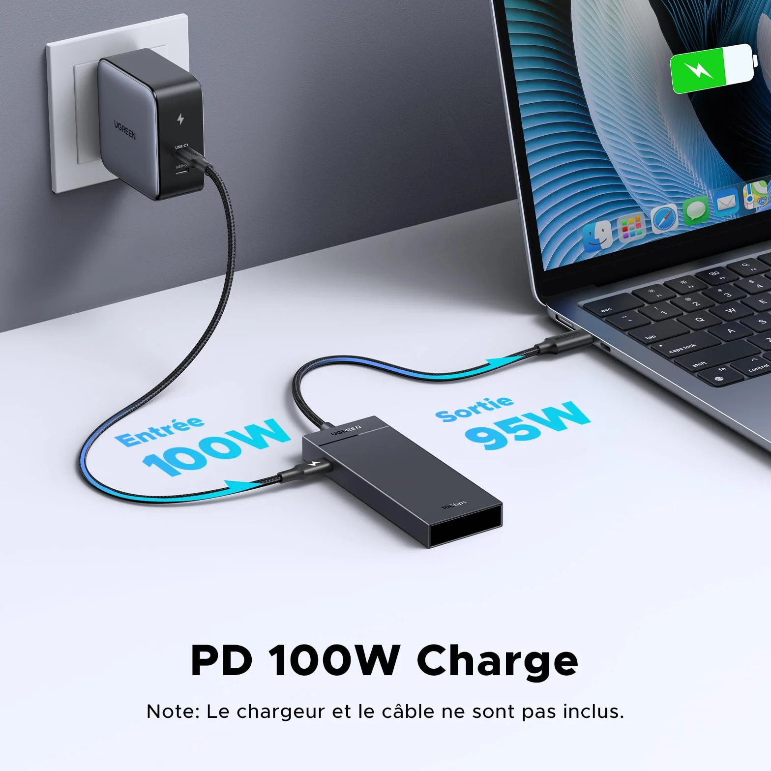 UGREEN Hub USB C 3.2 10Gbps 4 Ports PD 100W Charge Rapide Adaptateur Multiport Compatible MacBook iPad Pro