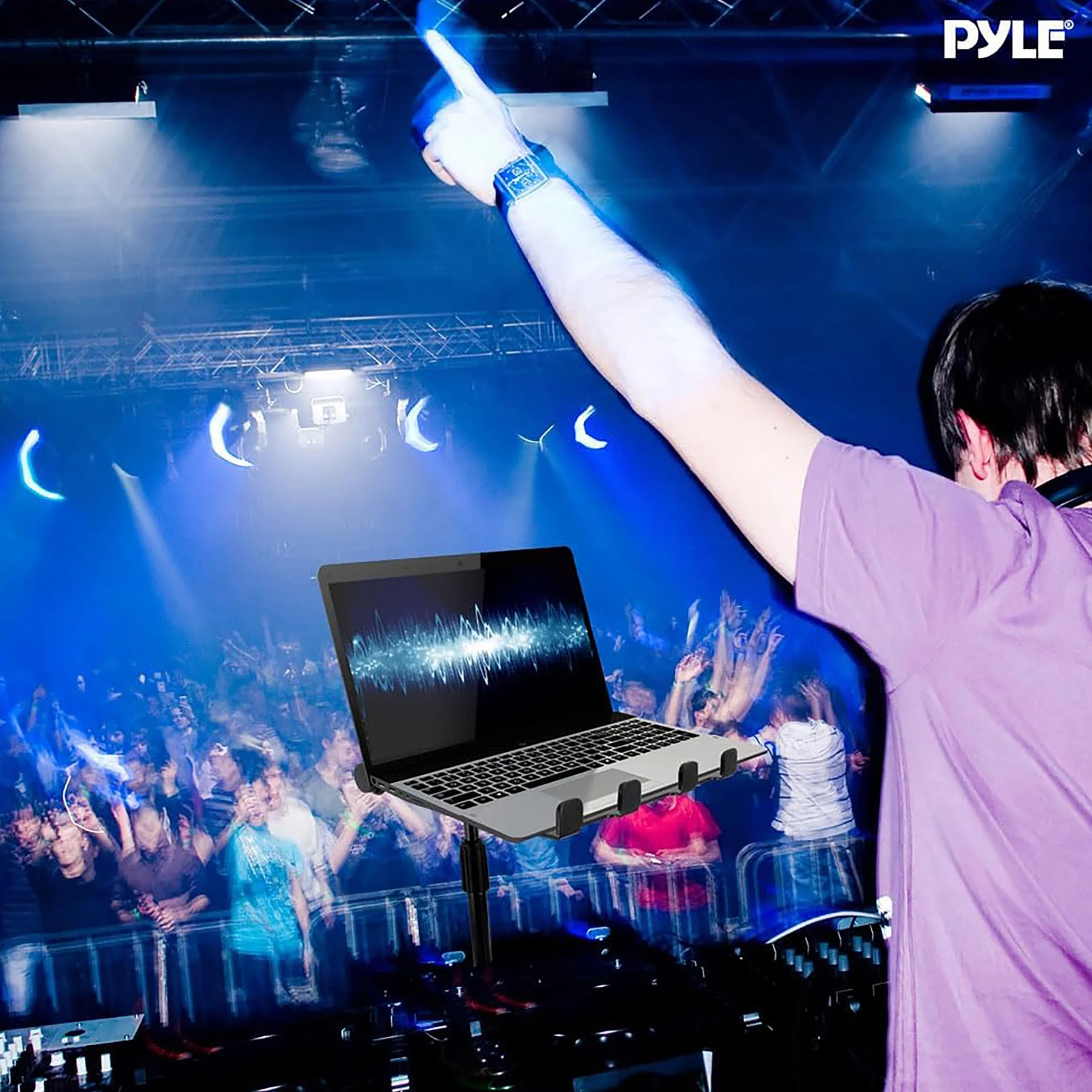 Pyle Support Ordinateur Portable Table Debout Angle Réglable Laptop Stand Hauteur Pliable Plateau Antidérapant Quatre Branches iPad