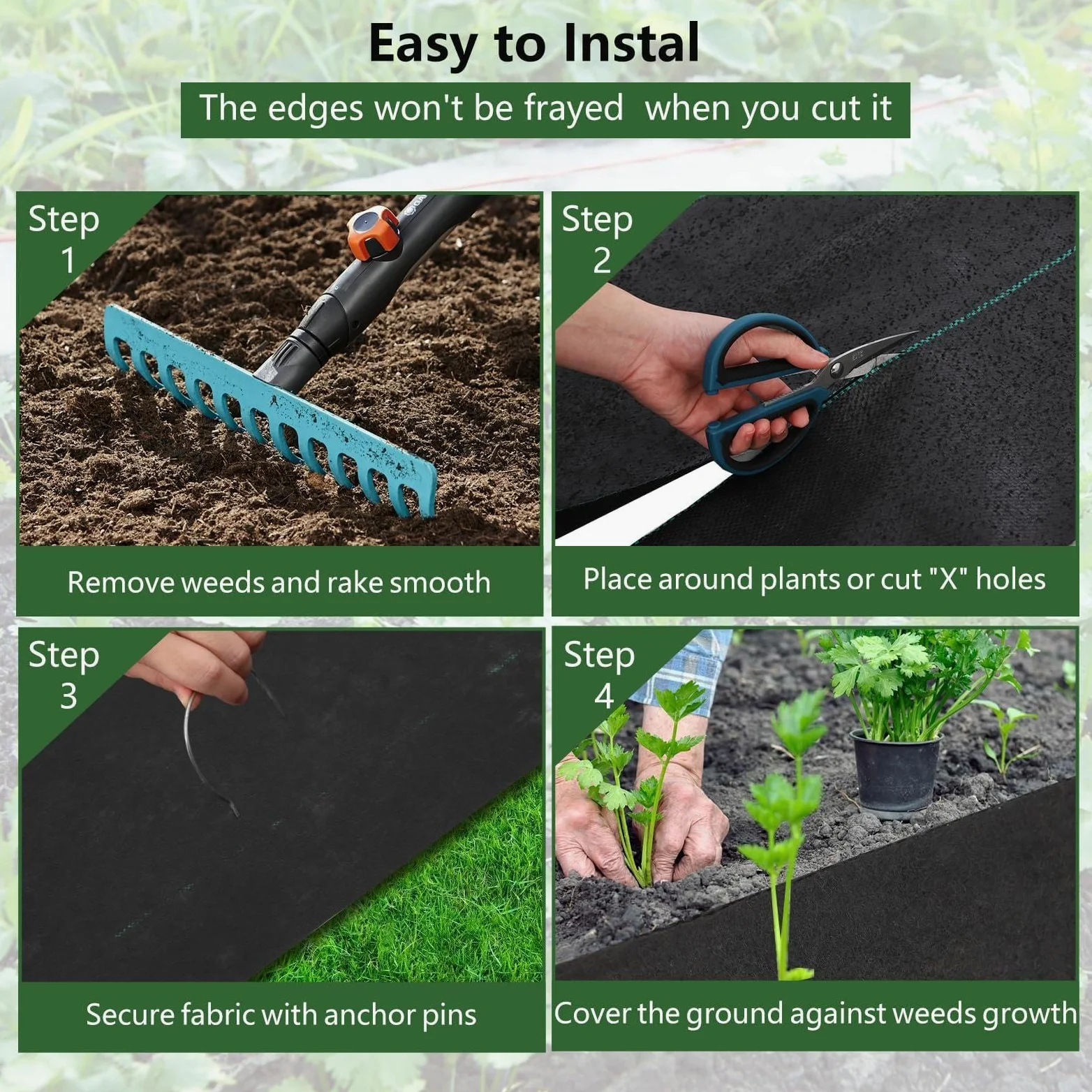 Garvee Toile Anti-Mauvaises Herbes en Feutre aiguilleté Efficace – Tissu géotextile pour contrôle des Mauvaises Herbes au Jardin – Perméable, Robuste, Facile à Poser – Taille 1,22m x 30,5m, 164,4g –