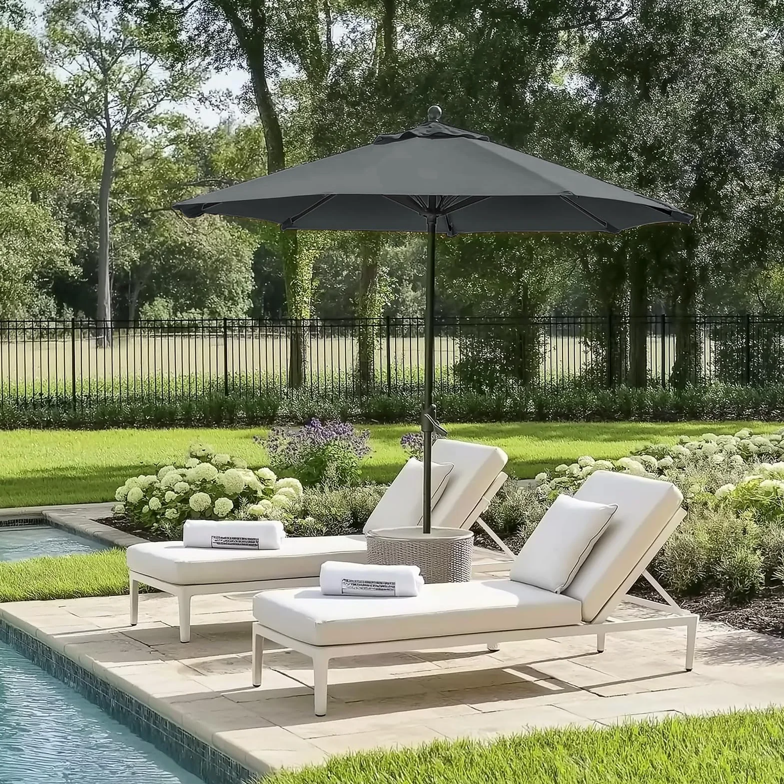 Housse de rechange parasol terrasse 2,5 m 6 baleines gris