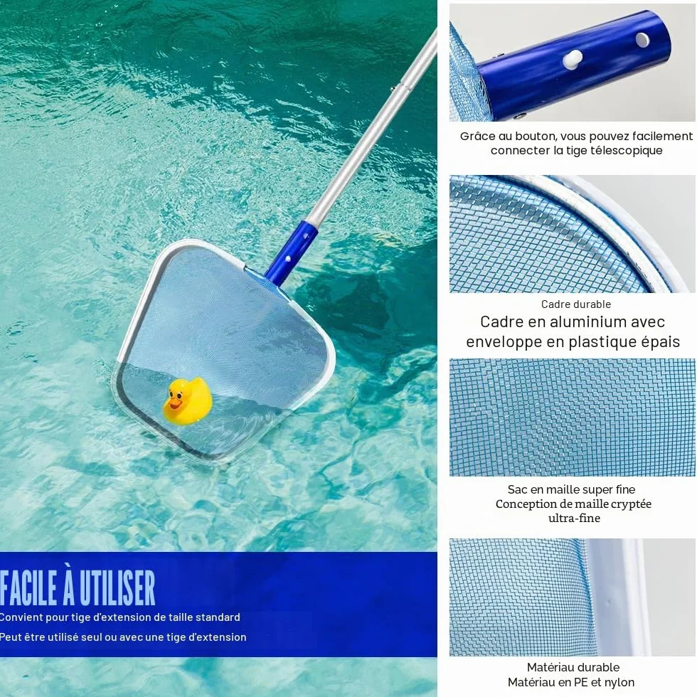 Épuisette Piscine à Mailles Fines, Accessoires Piscine Nettoyage pour Algues, Spas, Fontaine