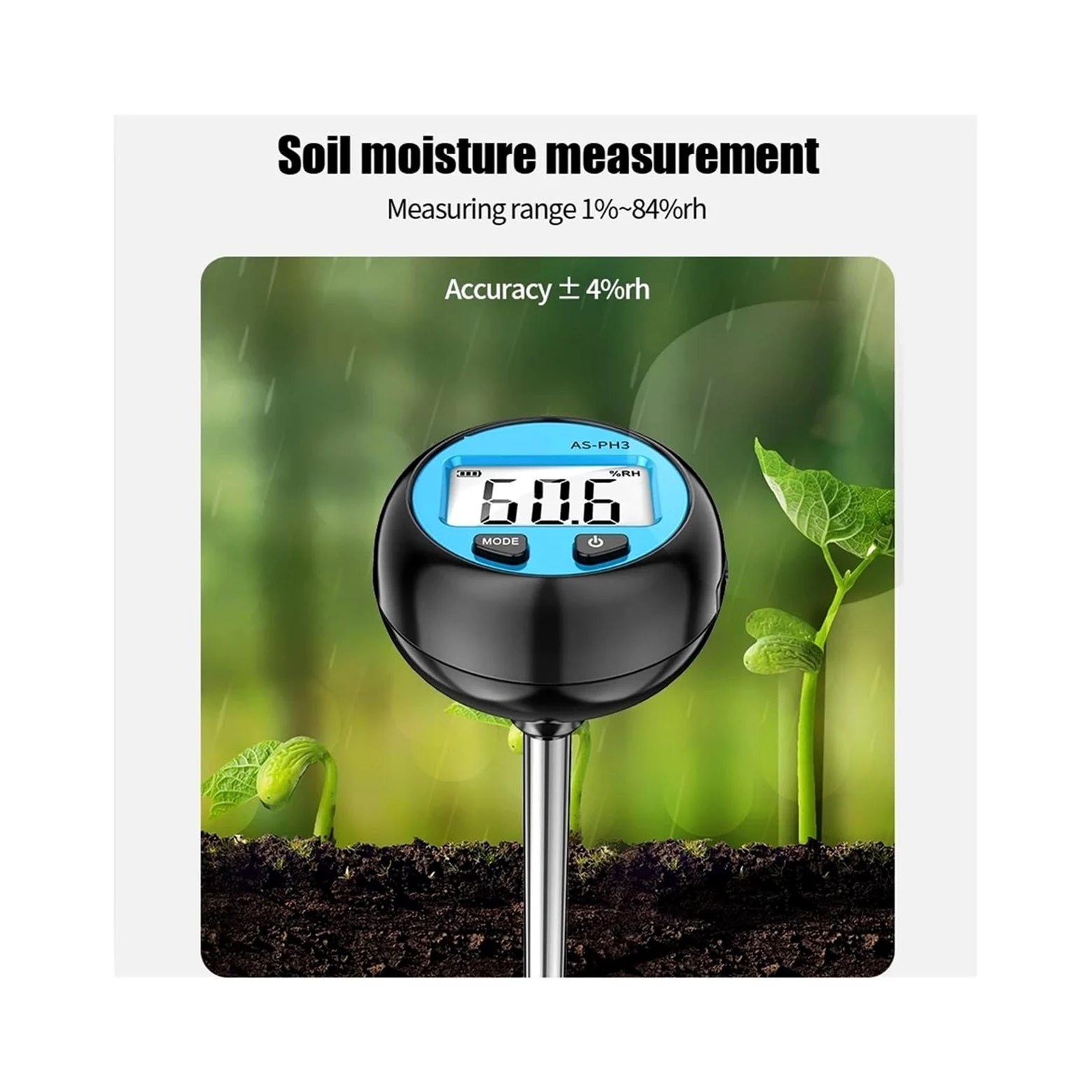 Ph-mètre numérique 3 en 1 for Sol, Moniteur de température et d'humidité, testeur d'activité du pH, Instruments Mesure for Le jardina Jardinage, Agriculture
