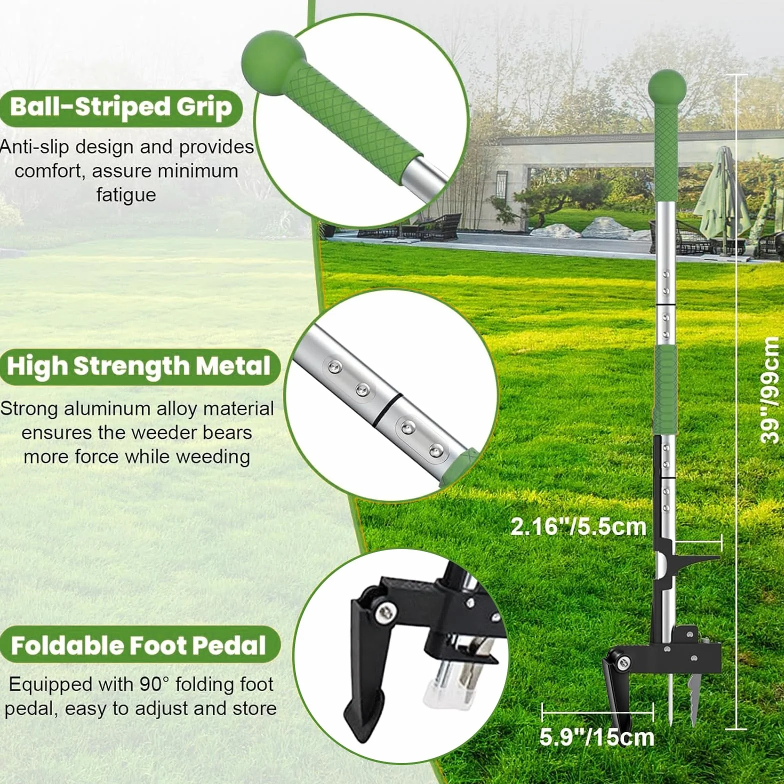Arracher Les Mauvaises Herbes De Jardin, Outil D'arrachage Vertical, Manche Long Ergonomique, Tête à Quatre Mâchoires En Acier Inoxydable, élimine Facilement Les Mauvaises Herbes De Votre Jardin