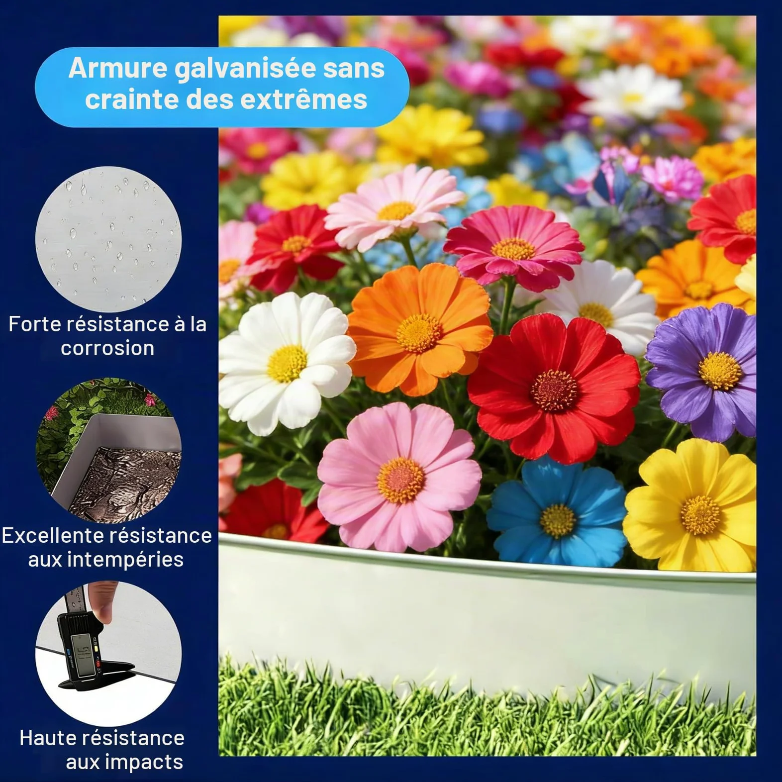Bordure de Jardin 15m, Bordure de Pelouse Métal Flexible 15cm de Hauteur, Surface Galvanisée, Anti-Mousse, Résistante aux Intempéries, Facile à Installer, Argenté