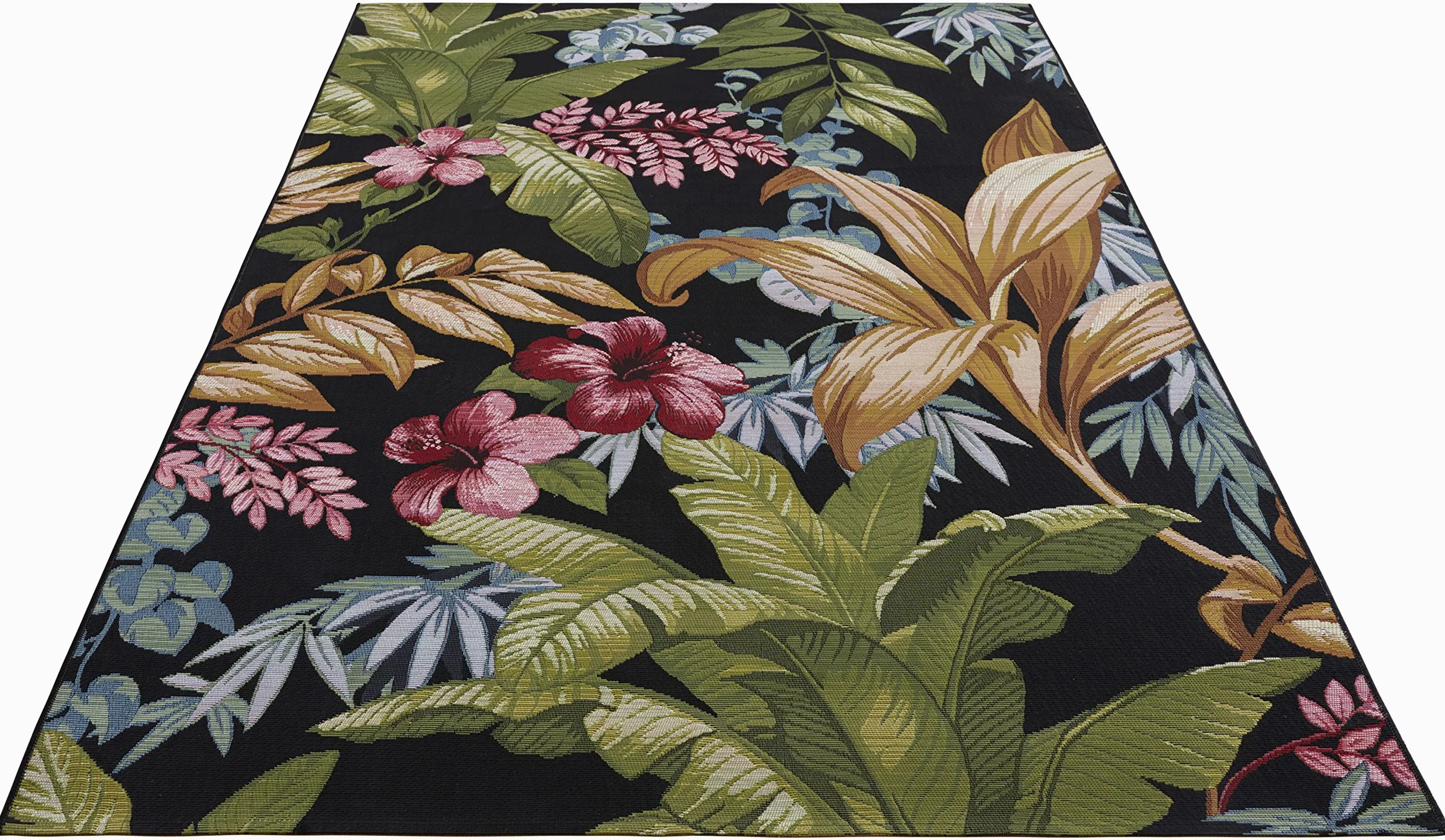 HANSE Home Tropical Flowers - Tapis d'intérieur et d'extérieur - Tissage Plat - Design Floral - Certifié Öko-Tex - Résistant aux intempéries et aux UV - pour Balcon, terrasse, Jardin - Multicolore -