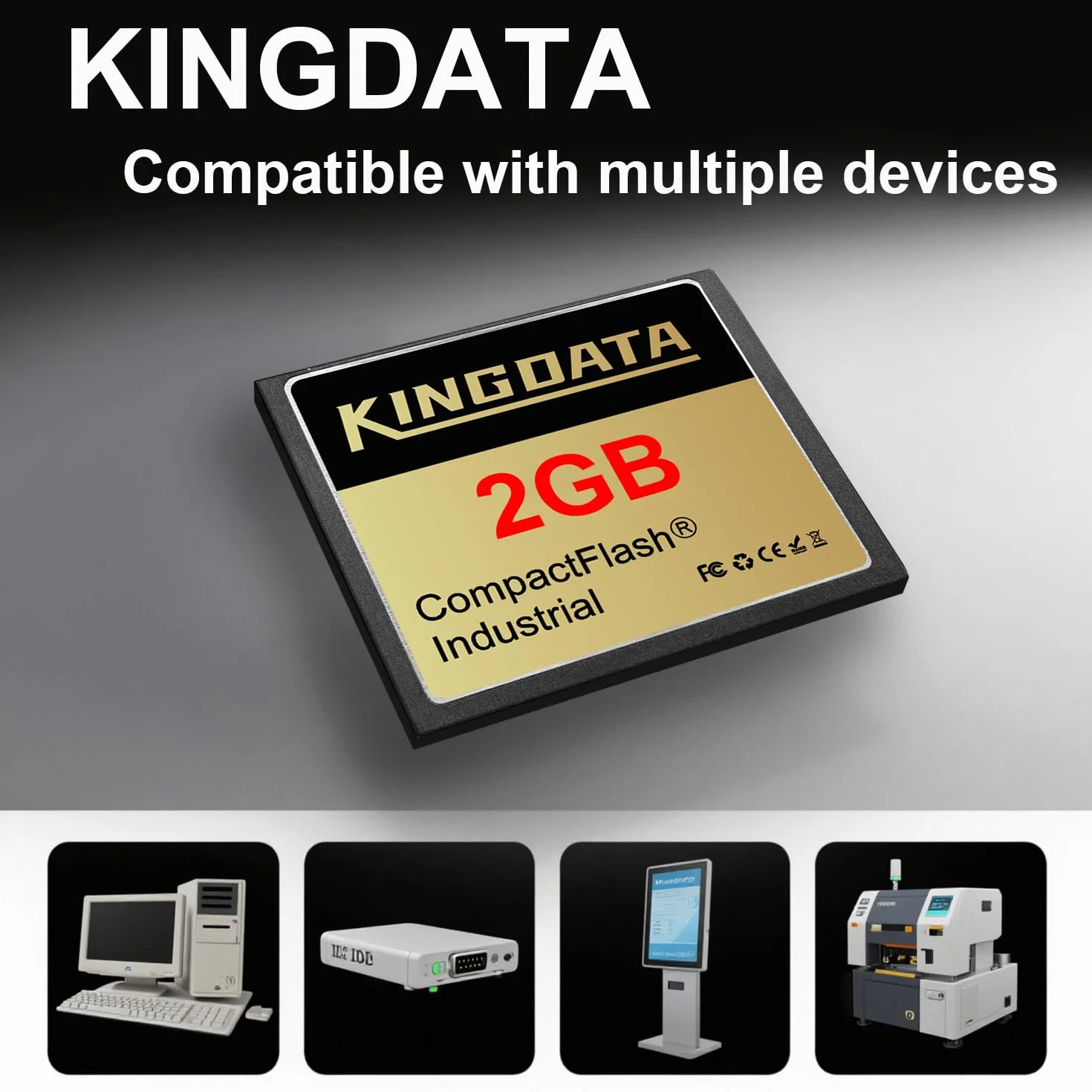 Carte mémoire Compact Flash Industrielle FAT16 Type I 2Go pour équipements industriels et appareils photo numériques anciens