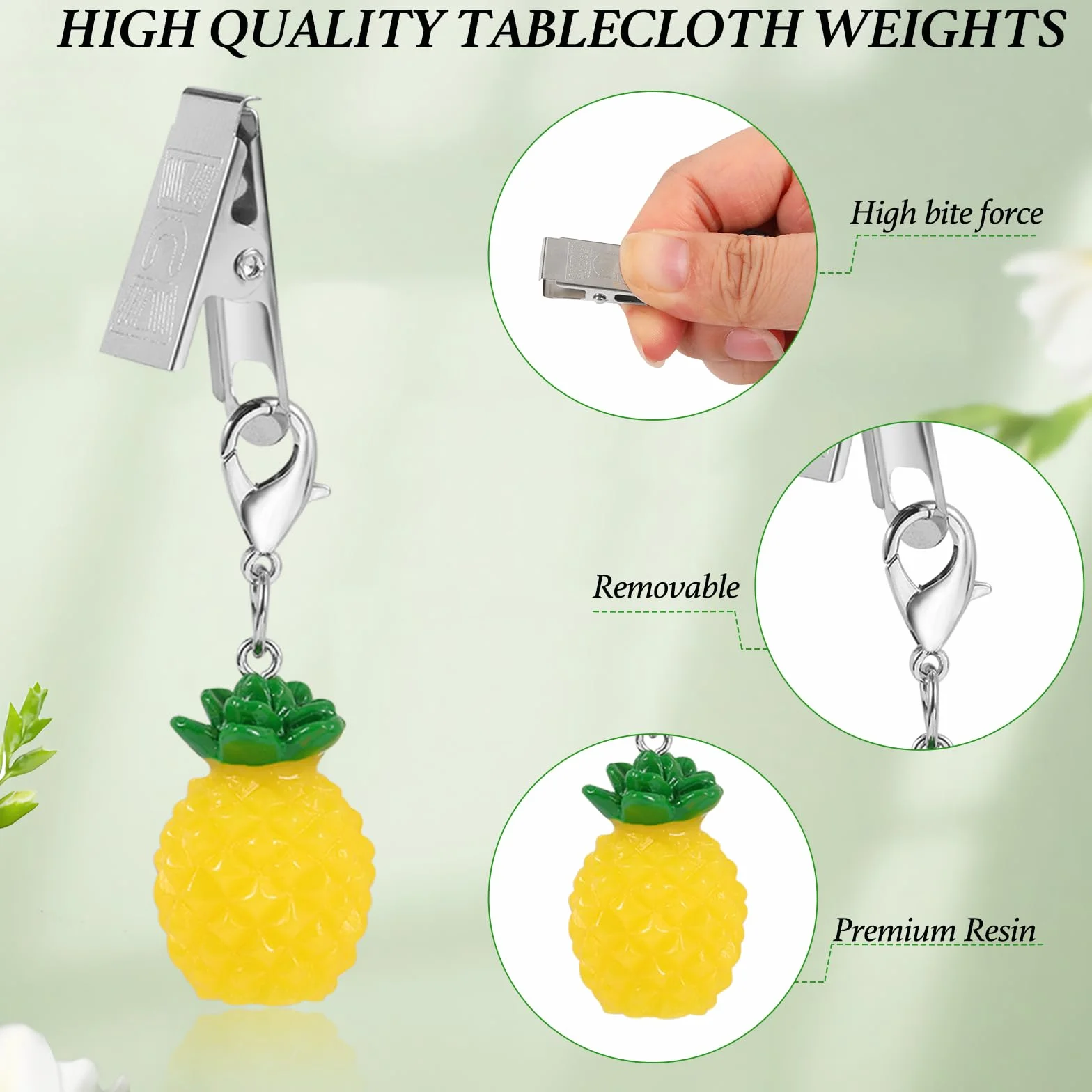 Lot De 8 Pinces pour Poids De Nappe Exterieur Décoration Pique Nique Camping Fête (Ananas)