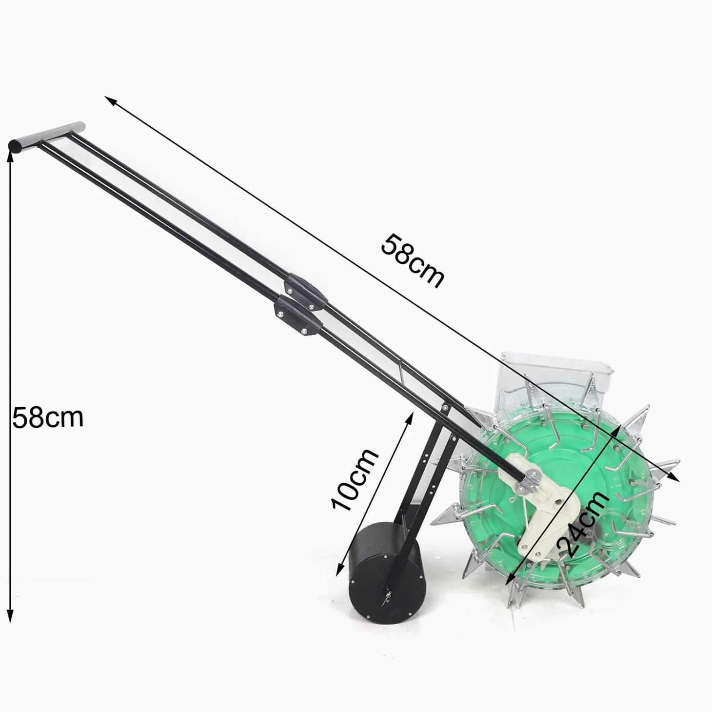 Semoir à pousser pour jardin, semoir à rouleaux à 12 bouches, machine à engrais, planteur manuel d'arachides pour maïs, soja, bec de canard amovible, profondeur réglable de 3,5 à 8 cm, espacement de