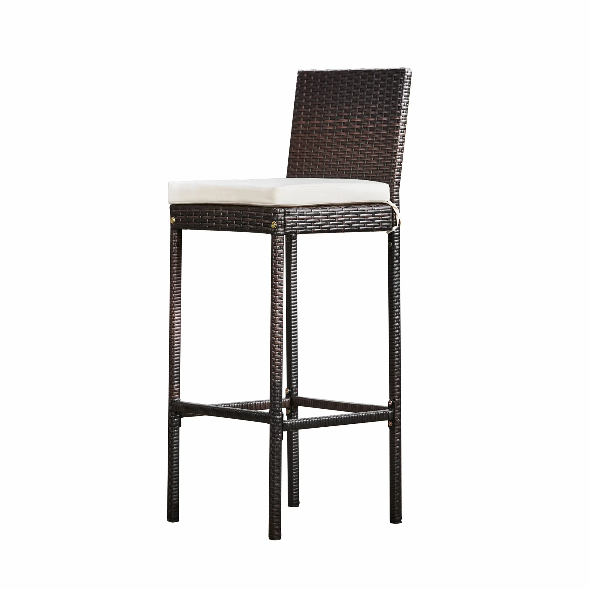 Teamson Home Ensemble Table et 4 Chaises de Jardin Extérieur Hautes Style Bar Plateau en Bois Coussins Amovibles