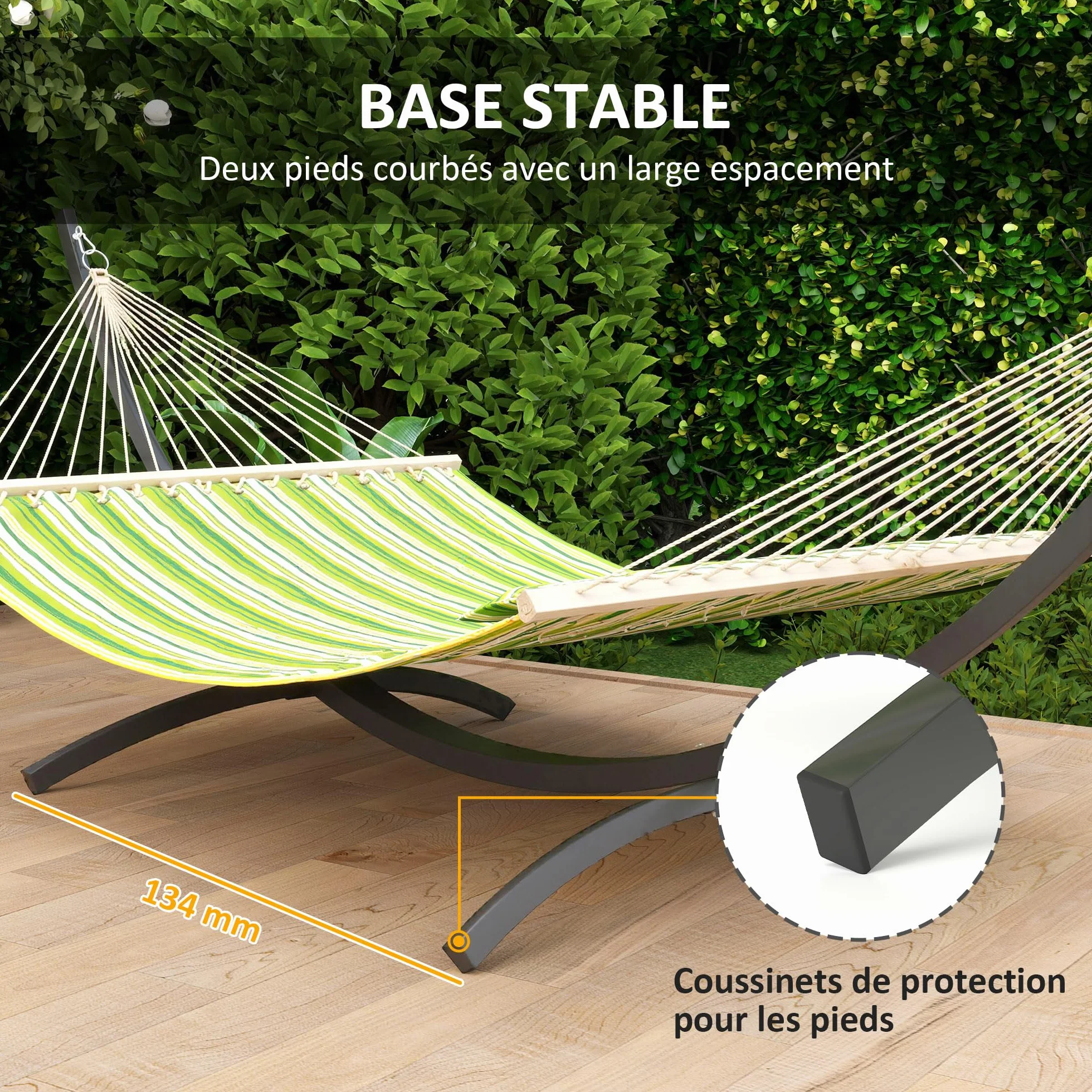 Outsunny Support de hamac en métal avec Roues, 150 kg, 337 x 118 x 118 cm Noir