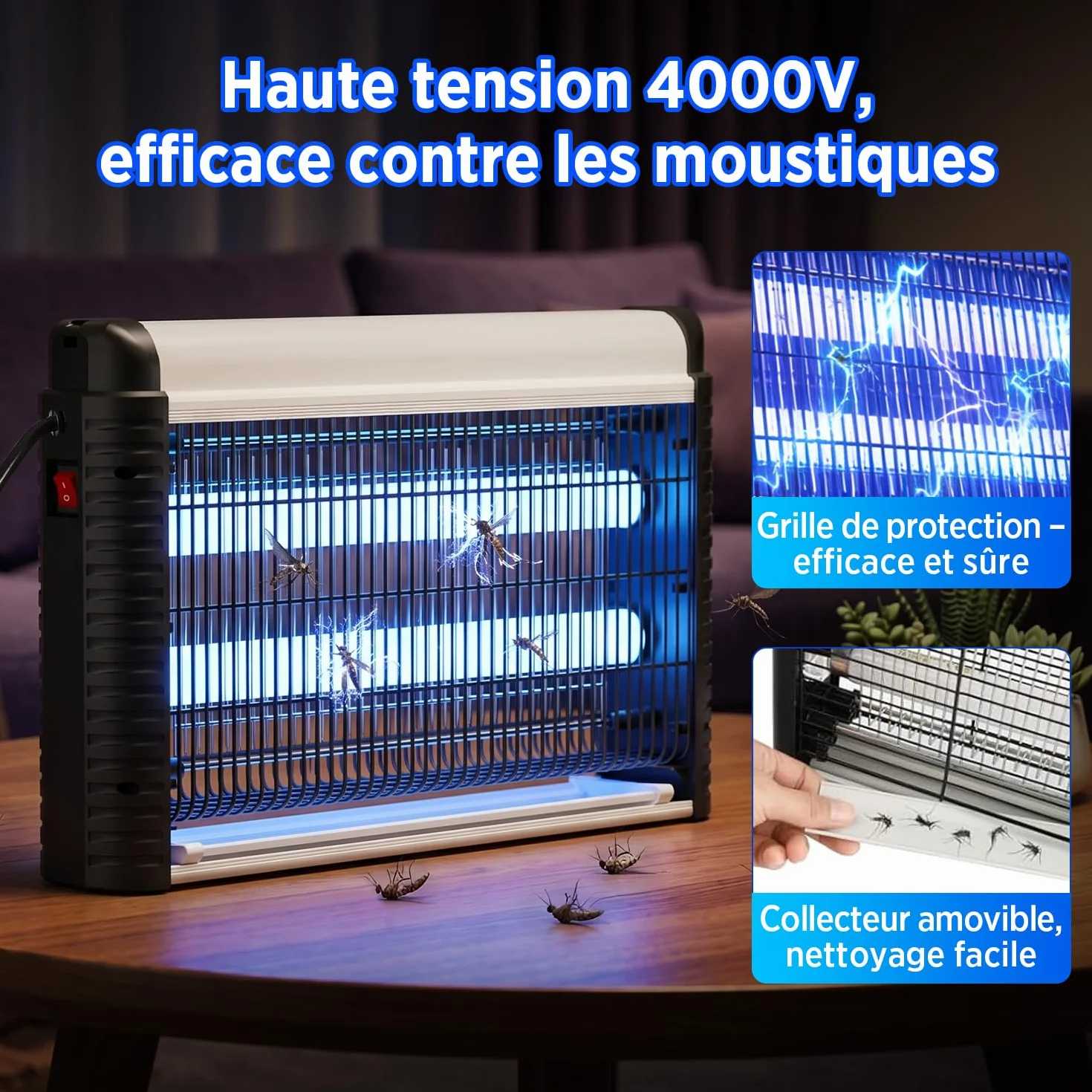 Lampe Anti Moustiques UV 35W 4000V Tue Mouche Électrique pour Intérieur 80m²
