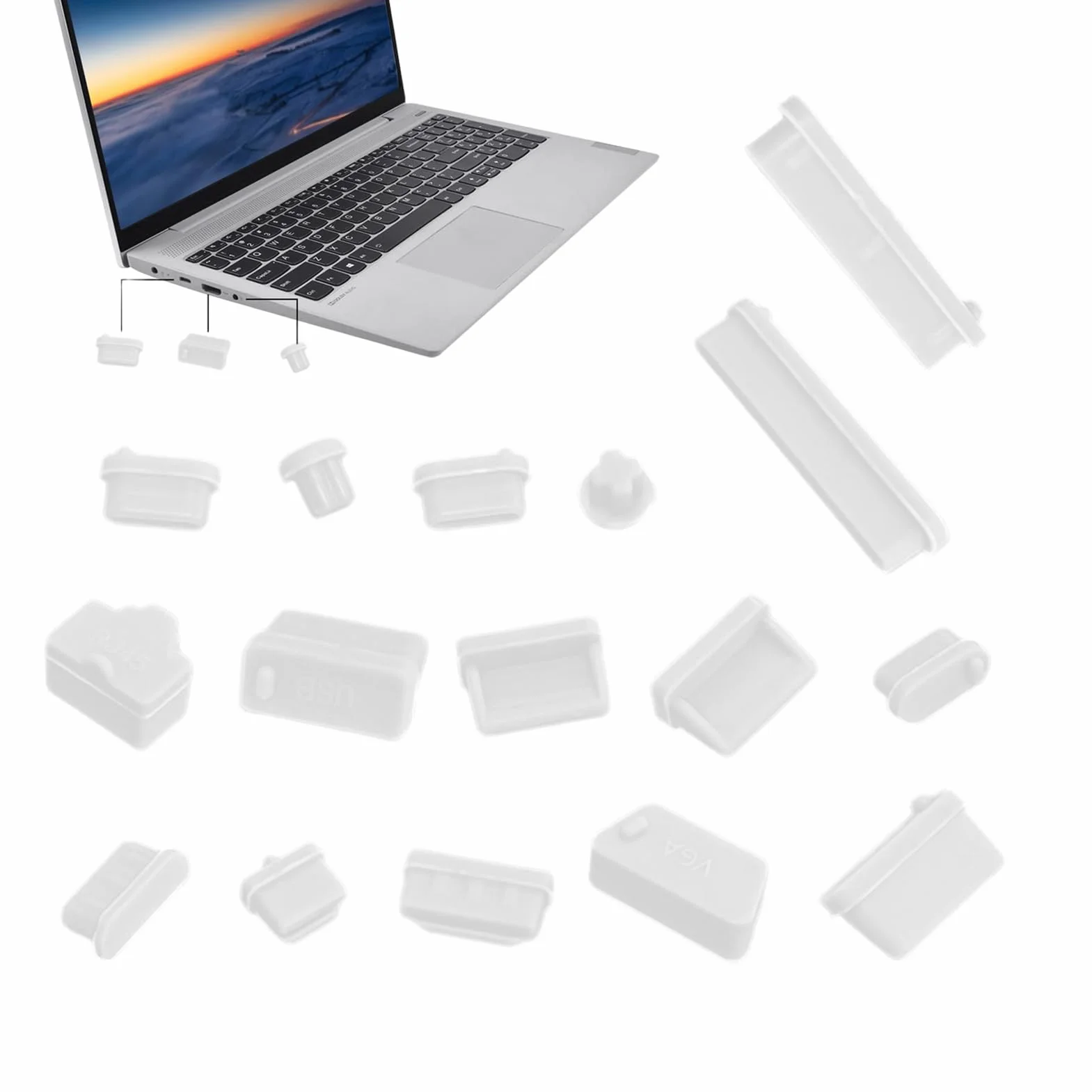 Bouchons Anti-poussière USB Silicone Souple pour PC de Bureau, Cache-Ports Ordinateur Portable