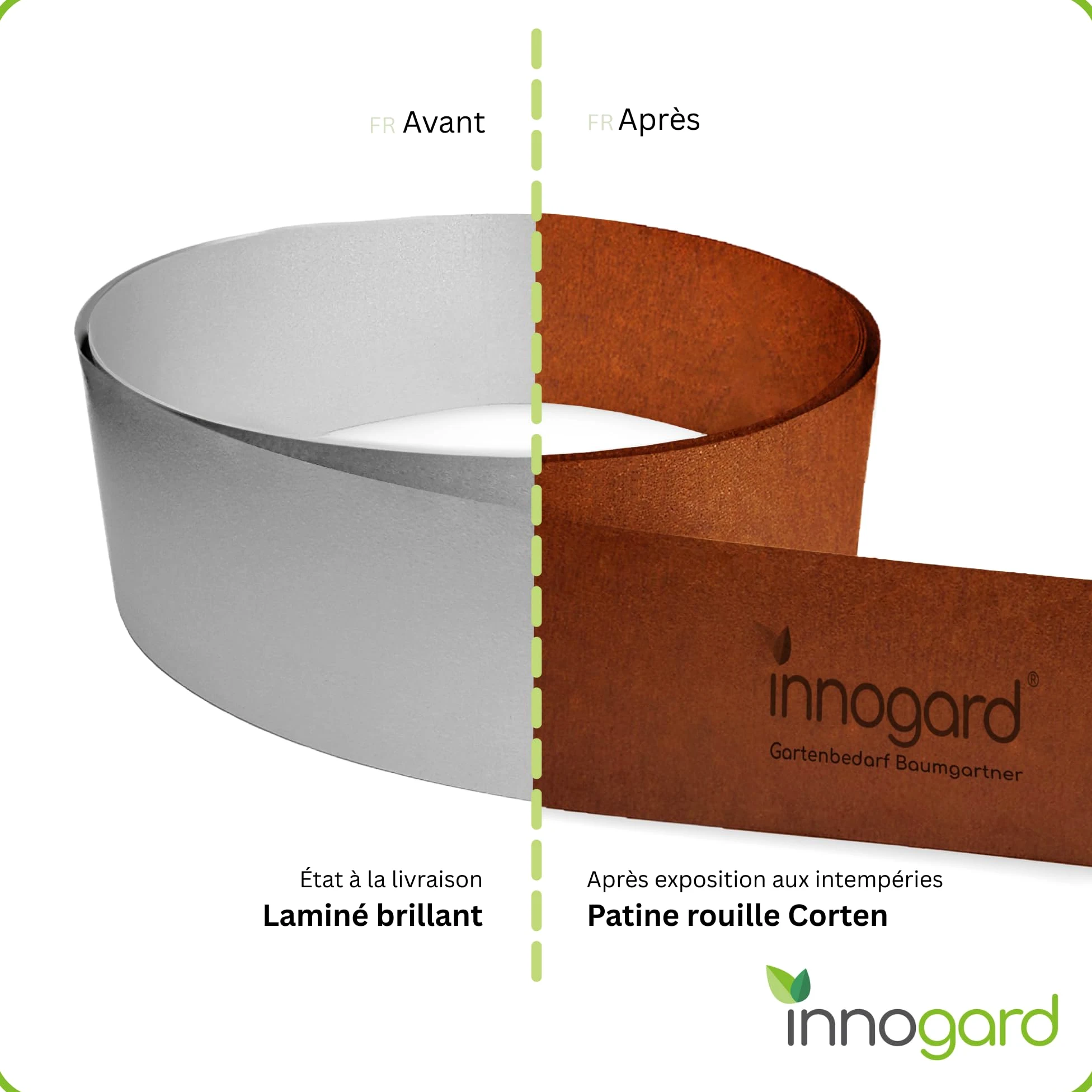 innogard Bordure de Gazon en Acier Corten épaisseur 1mm - 5m x 20cm | Bande de bordure pour pelouse, délimitation et bordure de parterres, bordure de parterre souple