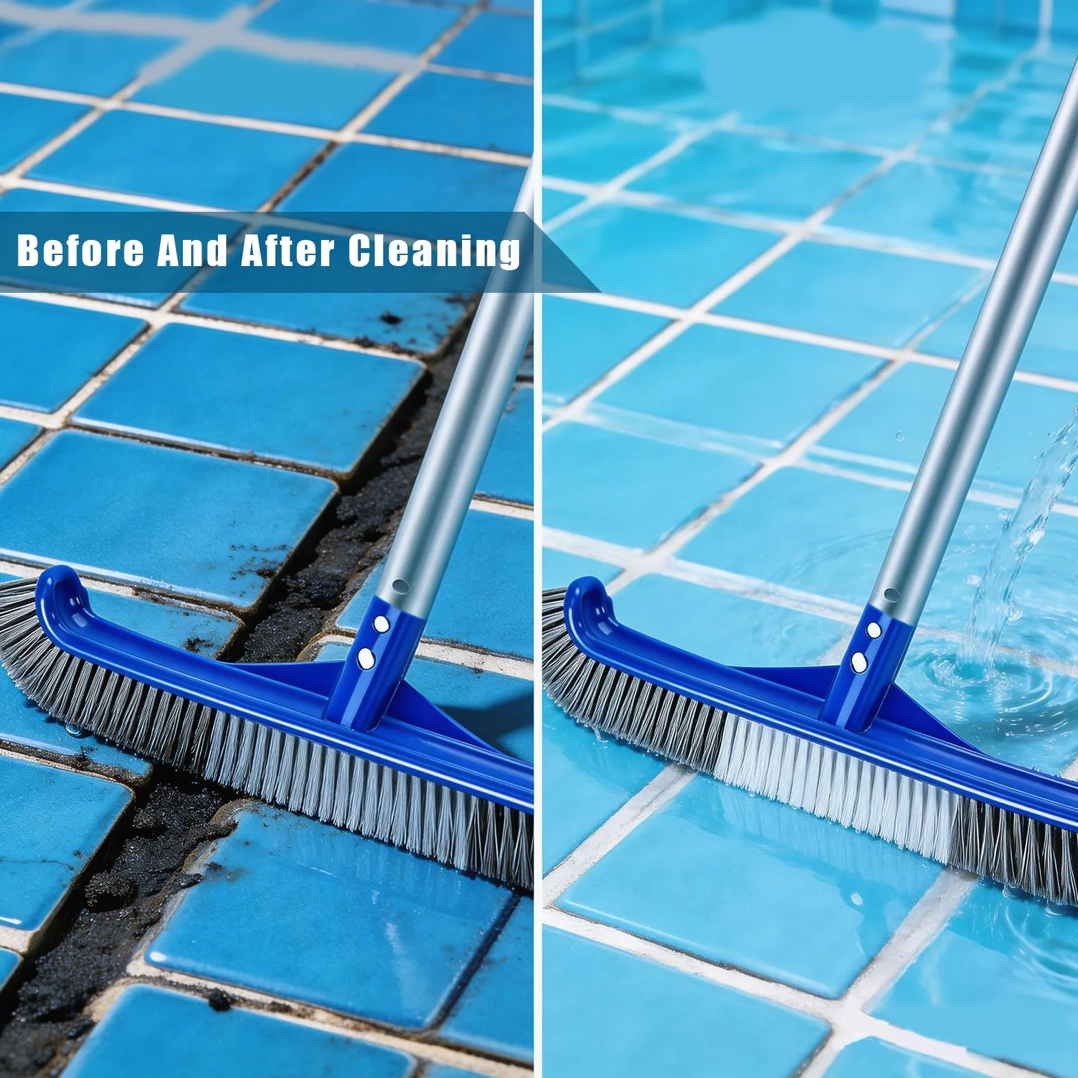 Brosse de nettoyage pour piscine 43 cm poils aluminium nylon doux film carrelage mur sol