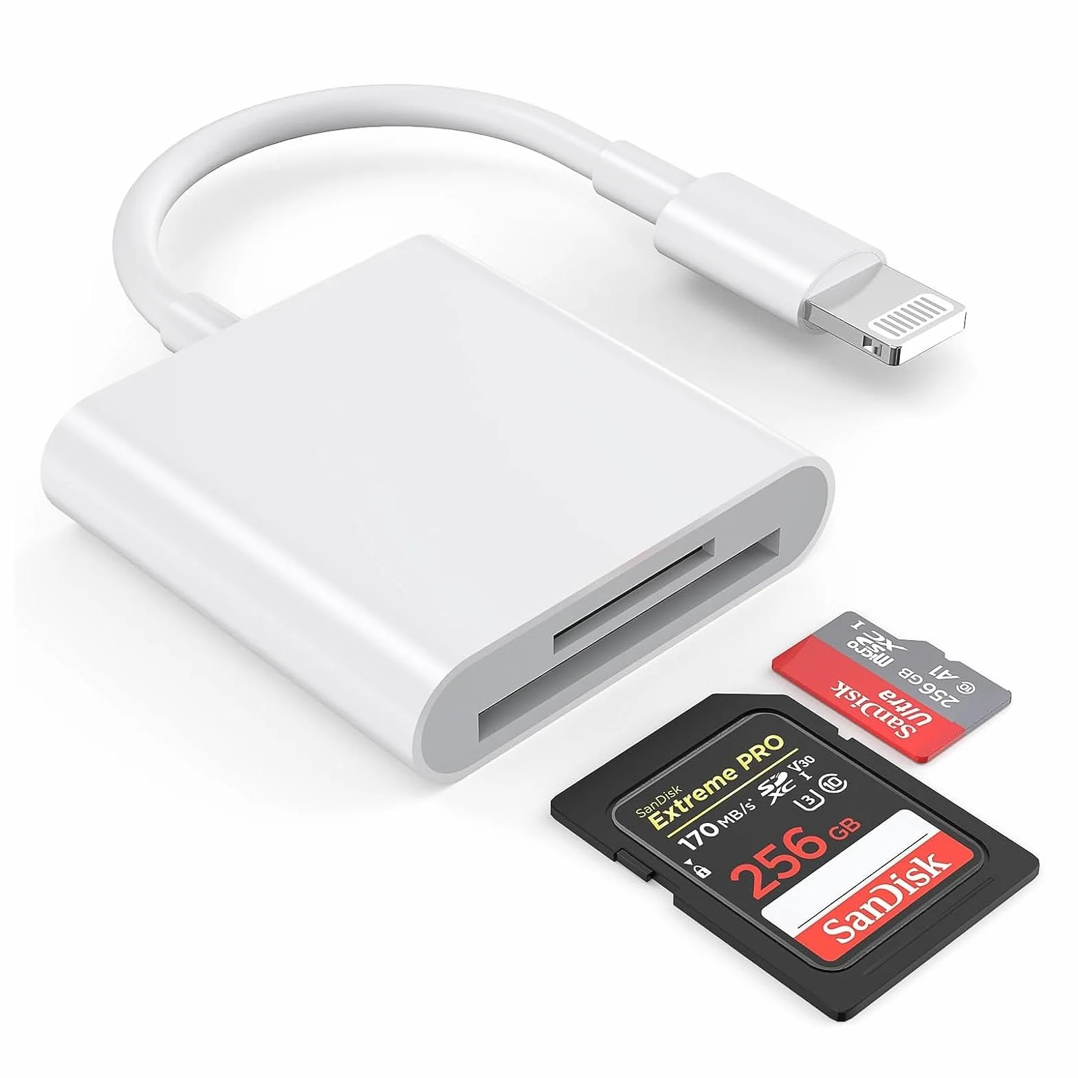 Certifié Apple MFi Lecteur de Carte Lightning SD pour iPhone 14 13 12 11 XS XR X