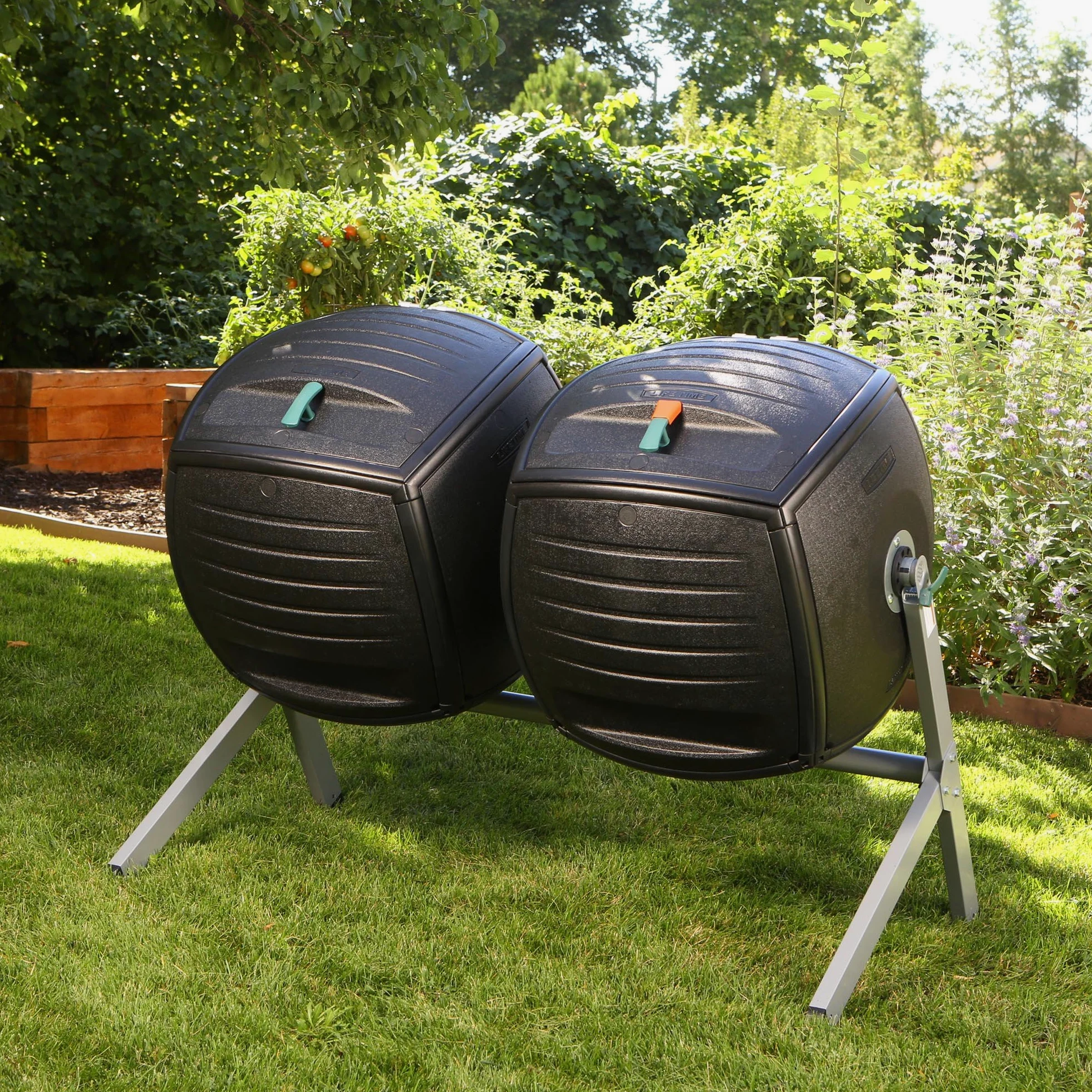 LIFETIME Double composteur Noir 79,3 x 143,5 x 110,4 cm