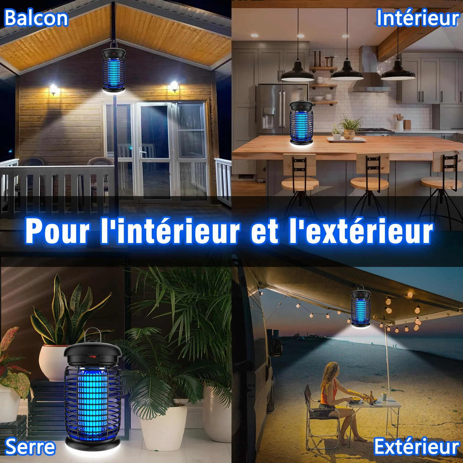 Seenlast Lampe Anti Moustique 15W 4200V UV Tueur d'Insectes Électrique Étanche 140m² Intérieur Extérieur