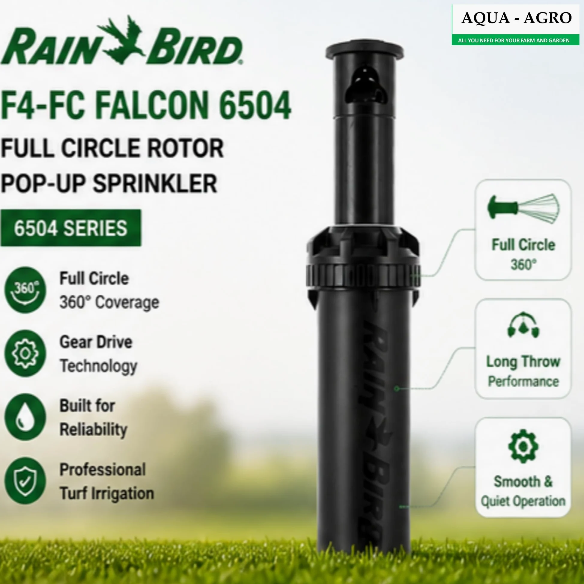Rain Bird 902552 Falcon 6504 Series FC, Noir