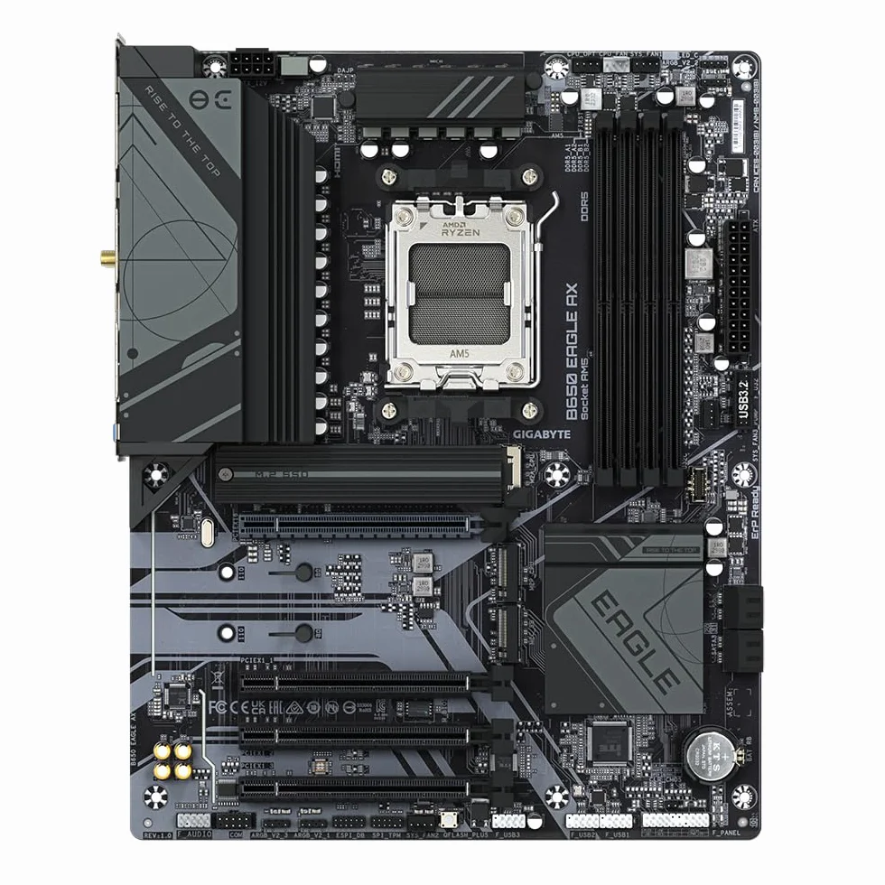 GIGABYTE B650 Eagle AX Carte mère AMD Ryzen série 9000 VRM 12+2+2 Phases DDR5 7600 MHz PCIe 5.0 M.2 WiFi 6E