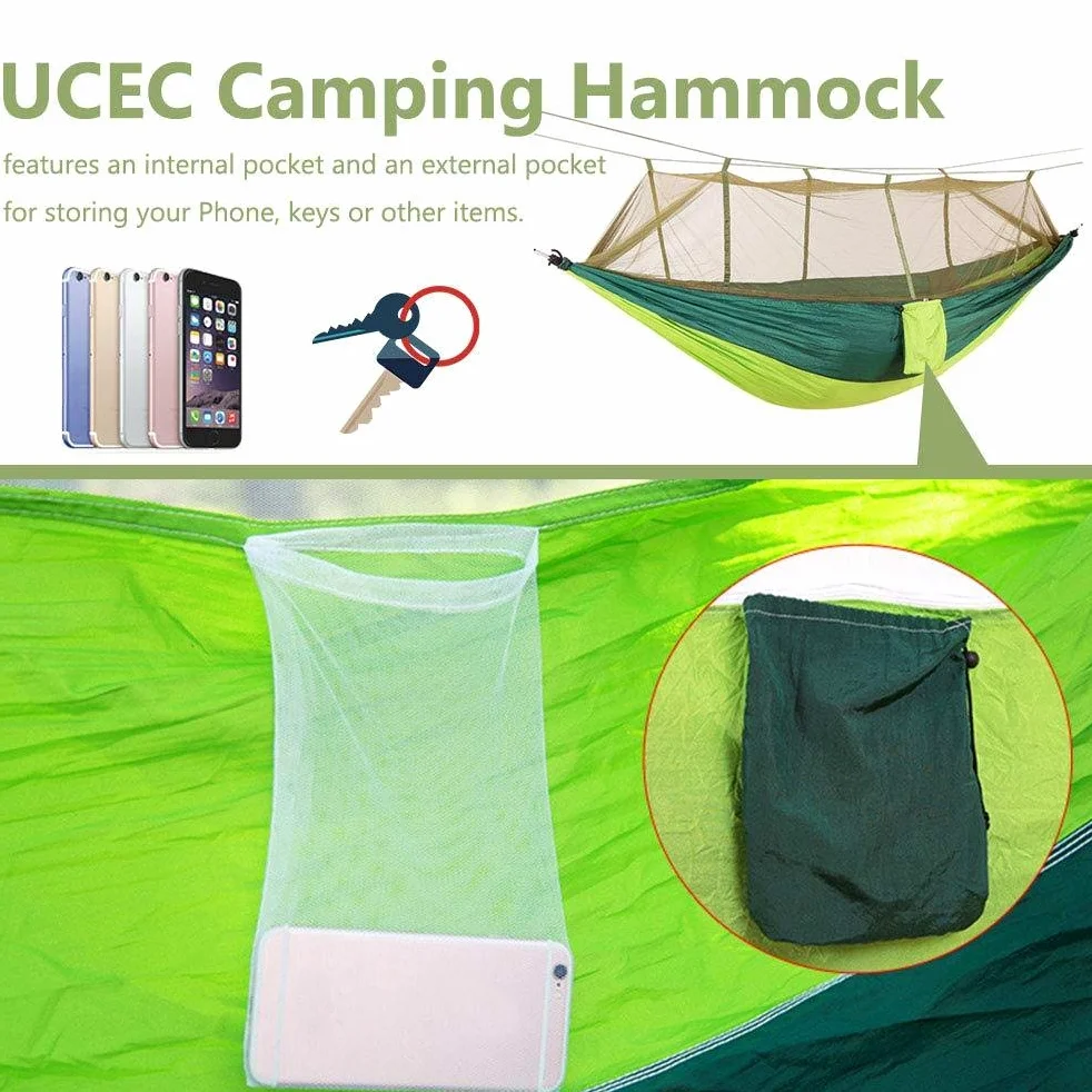 Hamac de camping, tente anti-moustiques, matériau en nylon 210T, hamac d'extérieur portable pour deux, grande taille, léger, installation facile pour la randonnée et les voyages