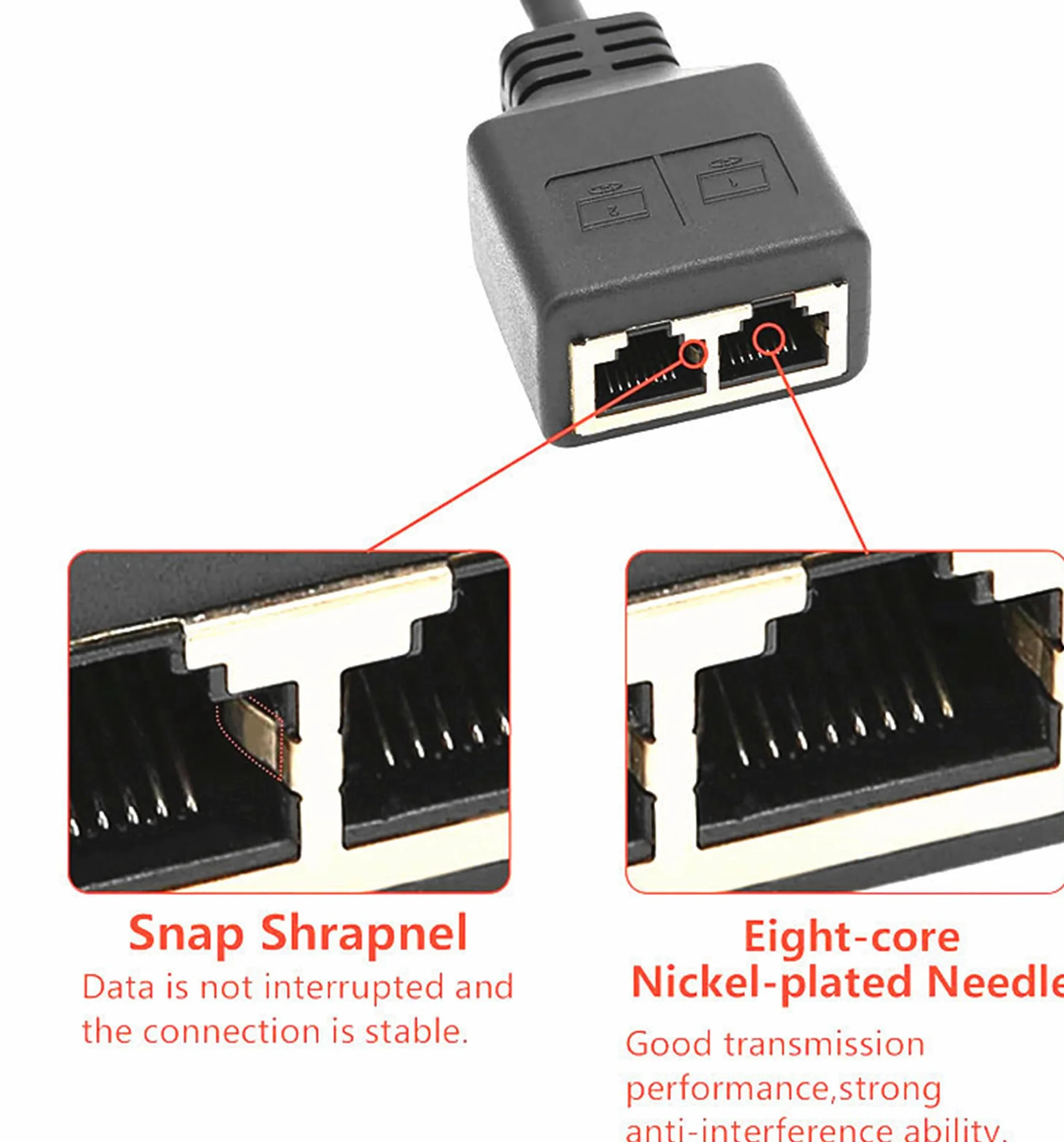 Adaptateur Ethernet RJ45 1 à 2 Ports Distributeur LAN Cat5 Cat5e Cat6 Cat7