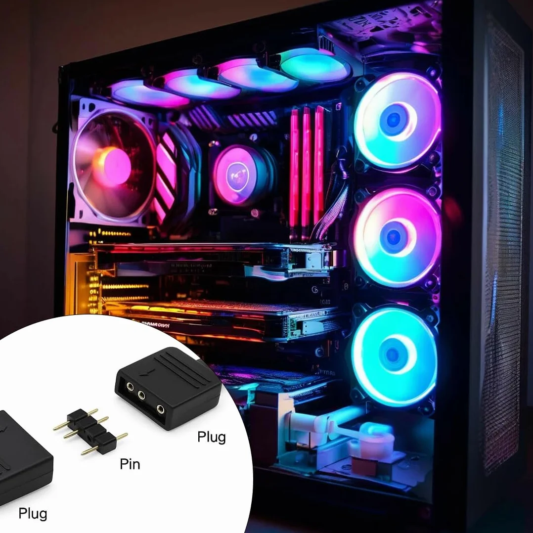 Câble répartiteur ARGB 3-Pin 5V 30 cm, Fan Splitter Cable en Y pour Connecteur RGB Carte Mère