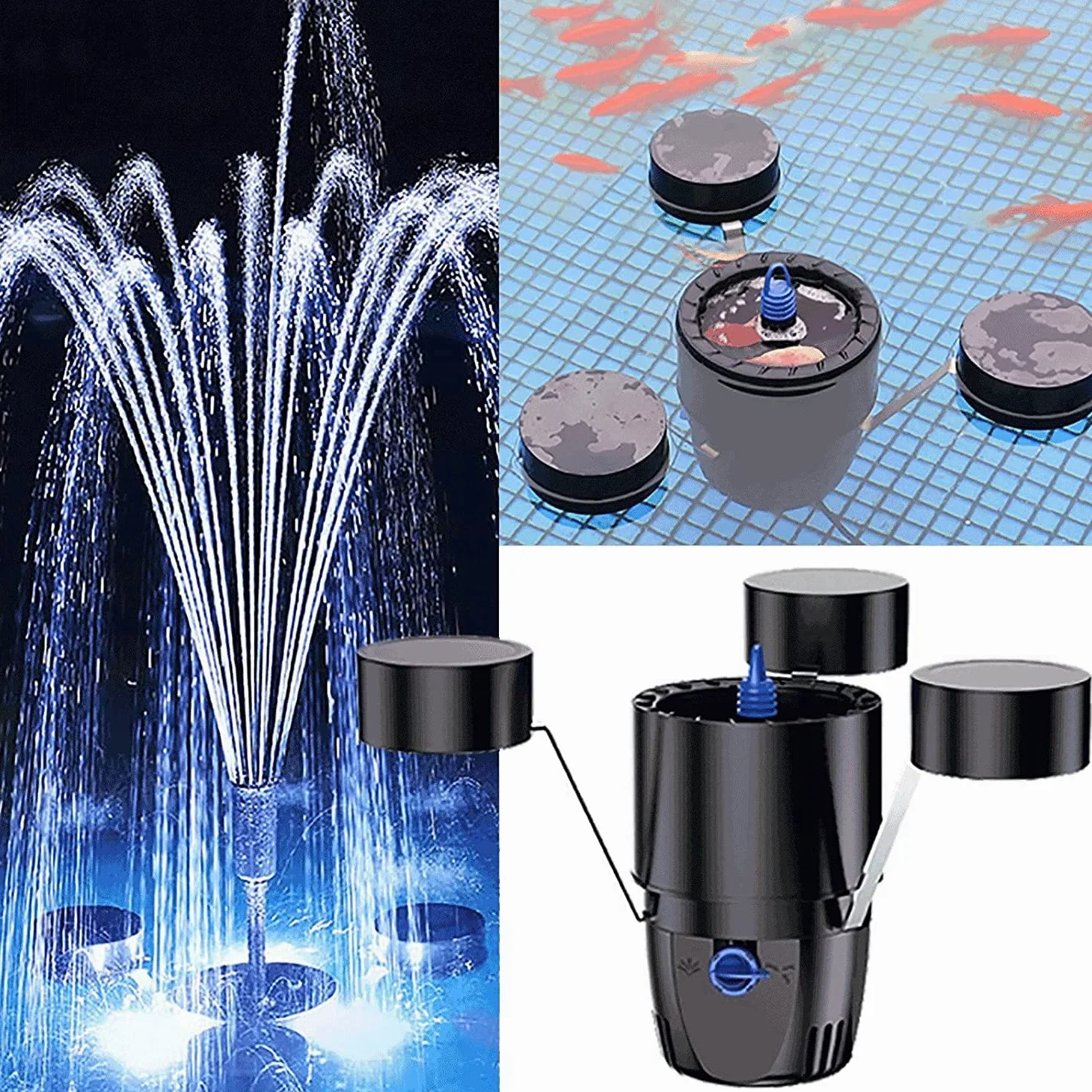 Écumoire flottante pour piscines et étangs – Collecteur multifonction efficace pour les feuilles mortes et les déchets, dispose de 3 modes de fontaine