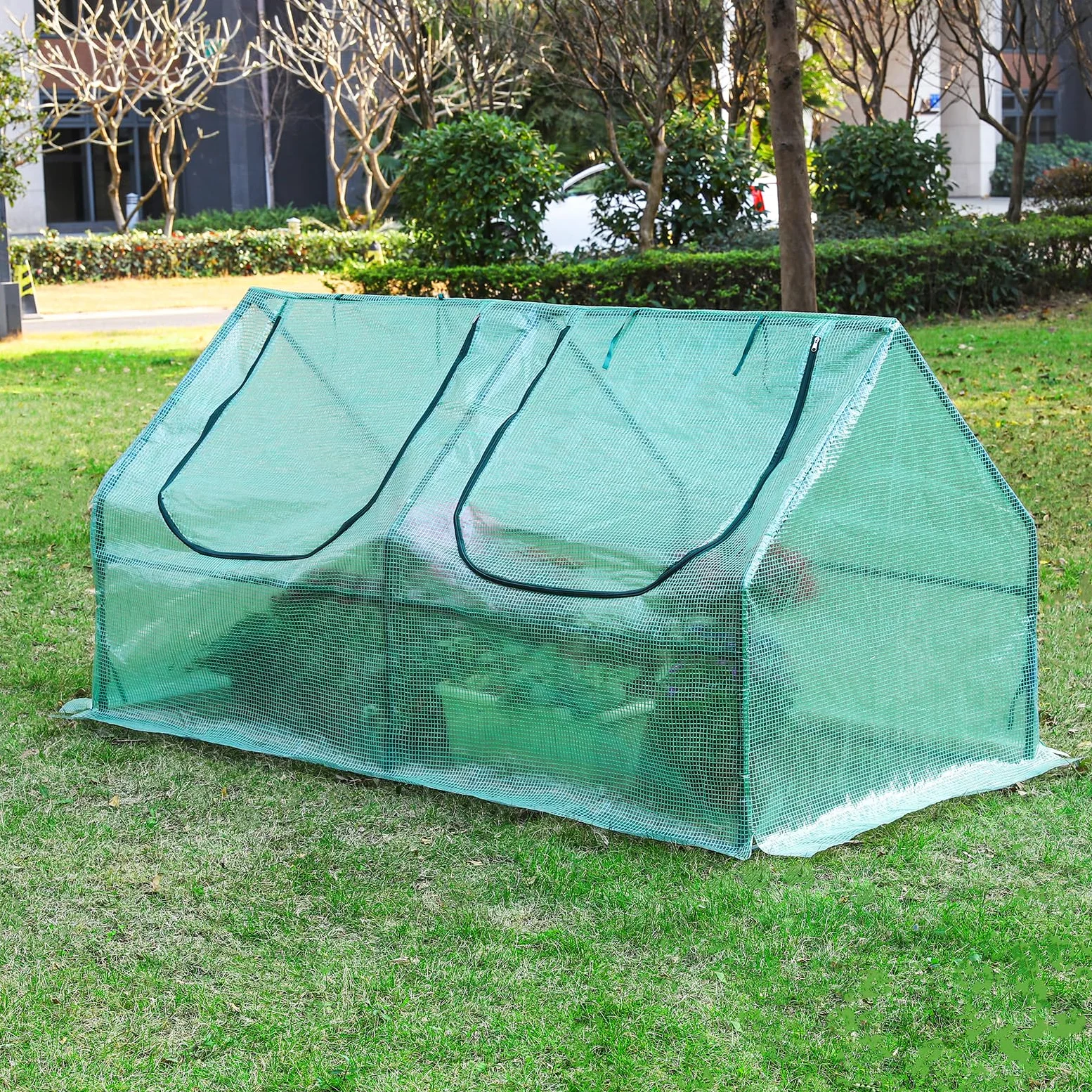 Yorbay Serre de Jardin Tunnel Mini Serre à Tomates Plastique PE Tente abri Petite Serre de Terrasse Balcon, Solide, Verte 180 x 90 x 90 cm