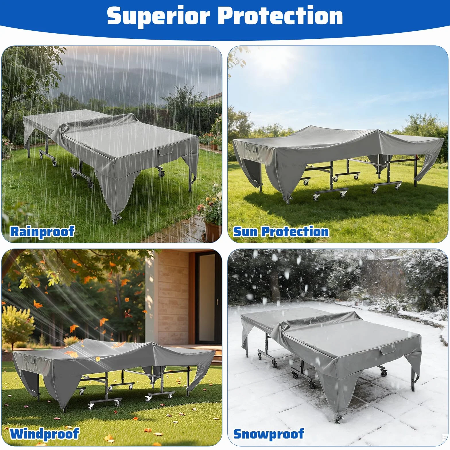 GAESHOW Housse de Table de Ping-Pong Pliable, 280 x 153 x 73cm, Polyester, avec Dispositifs de Verrouillage
