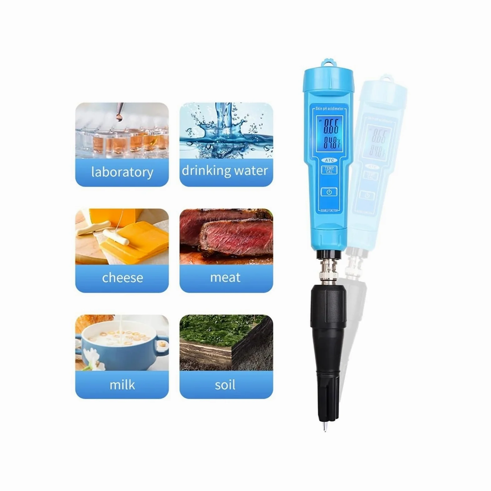 Testeur de qualité l'eau et du pH Sol, Ph-61181, for Aliments, fromas, crèmes, Lait, Viande, hydroponie, Laboratoire, Eau Potable, Outils jardina Jardinage, Agriculture