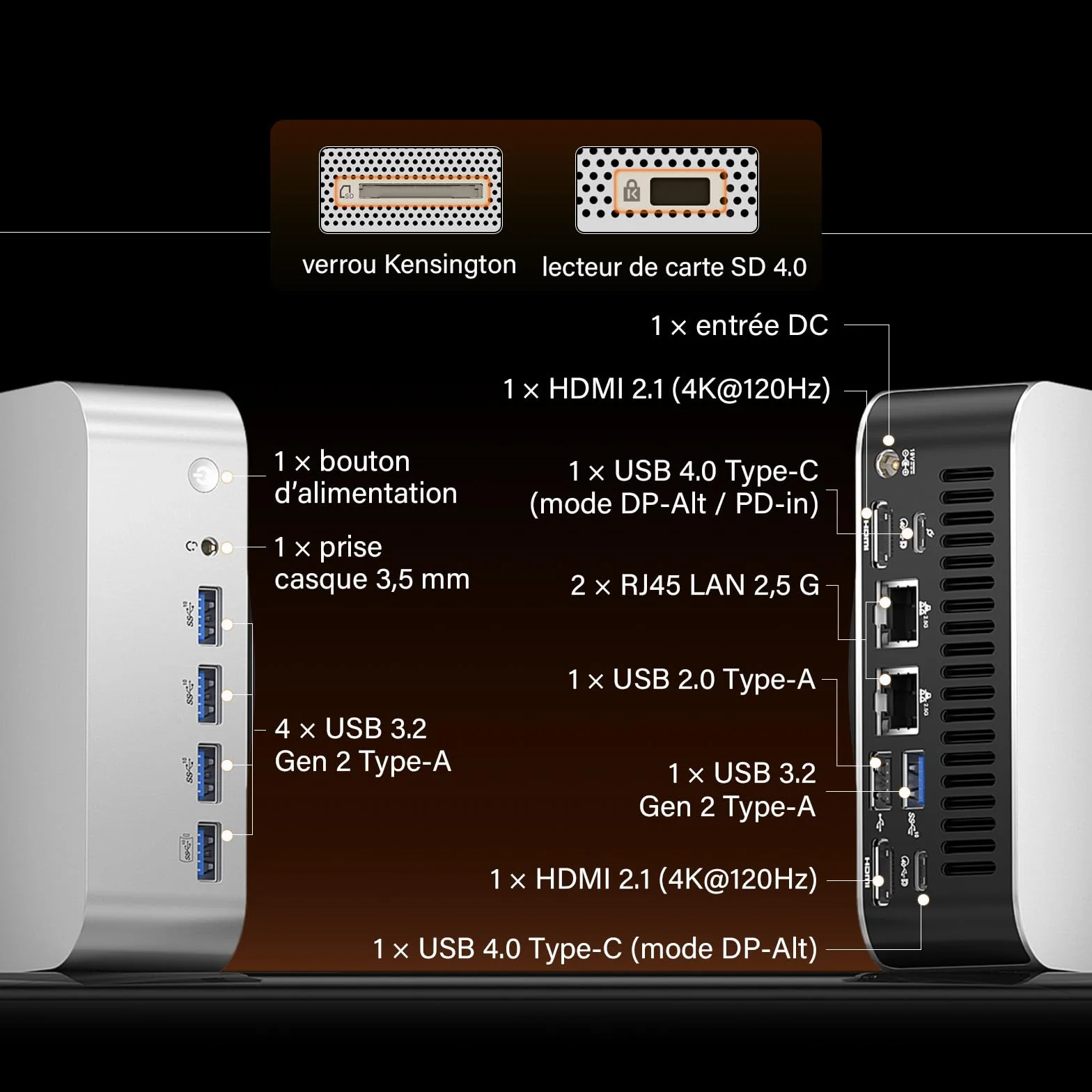 GEEKOM AI Mini PC A9 Max AMD Ryzen AI 9 HX 370 32 Go DDR5 SSD 2 To Dual LAN 2,5 G Windows 11 Pro