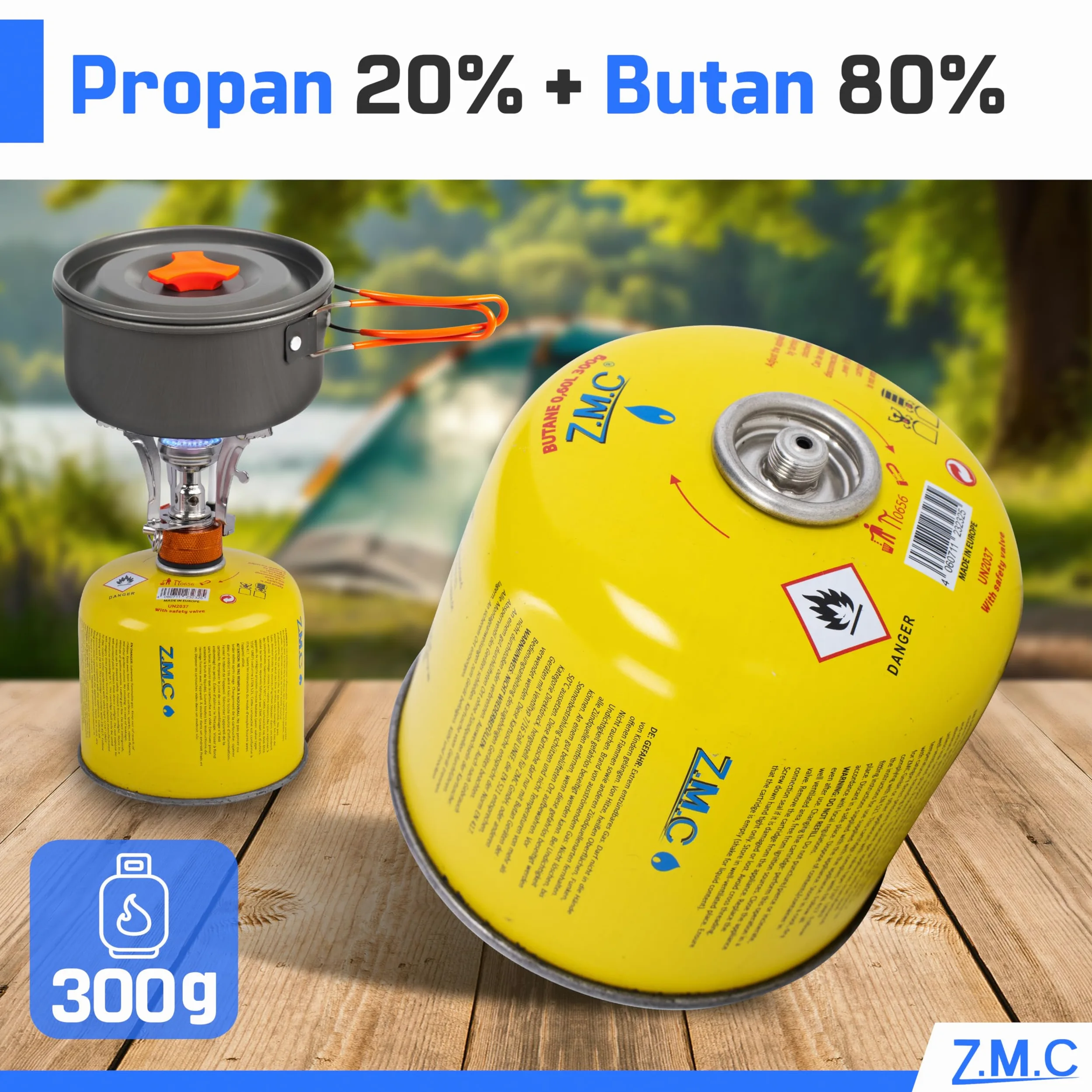 Z.M.C Lot de 13 cartouches de gaz de 300 g, propane/butane de 600 ml, cartouche de gaz EN417 avec raccord Euro - Cartouche à visser pour réchaud à gaz, brûleur à gaz, désherbeur, boîte de gaz sous