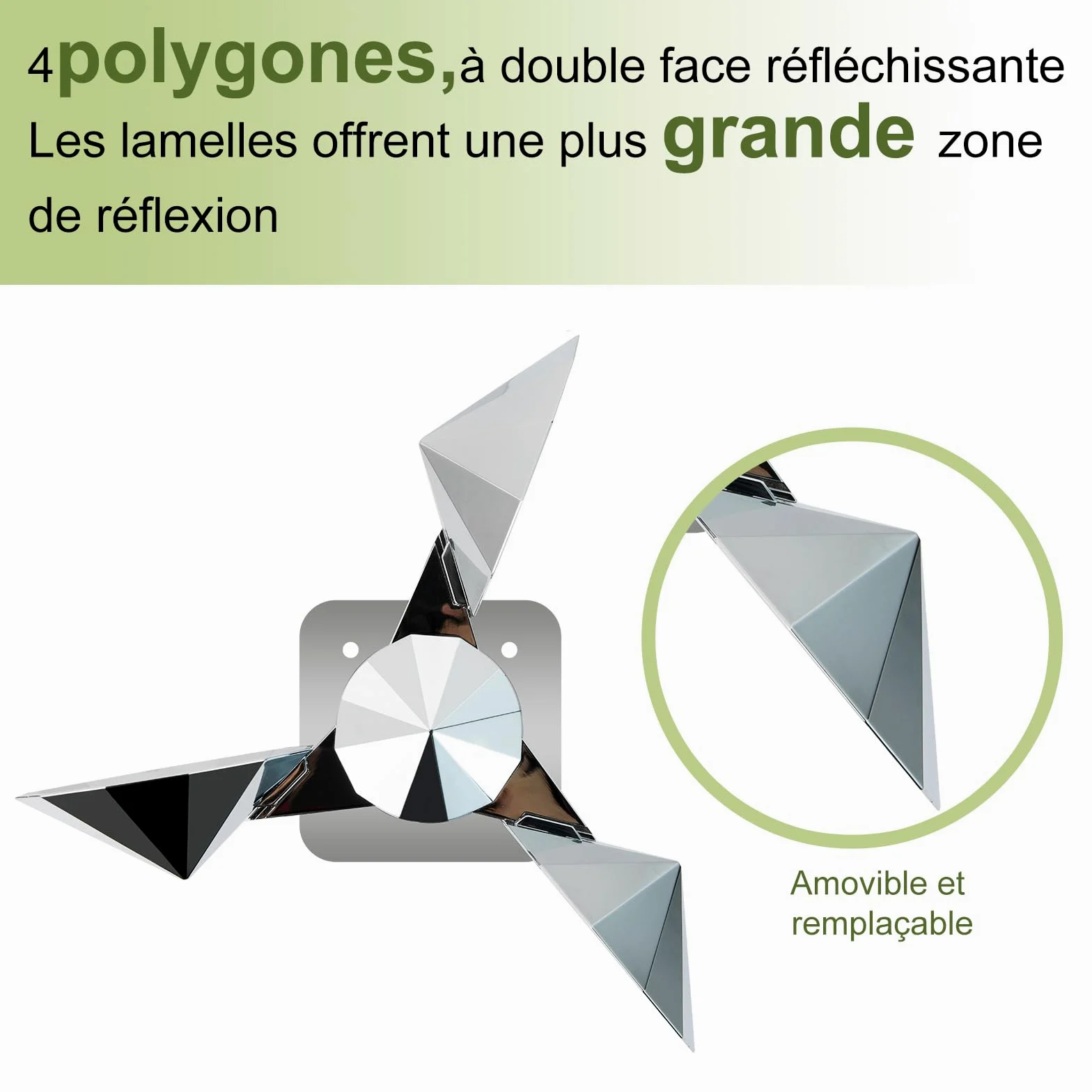OFFO Anti Pigeon,Effaroucheur Oiseaux pour Balcon,Réflexion à 360°,Repulsif Pigeon avec Base en Aluminium,Effaroucheur Pigeons pour Jardin,Toit,Balcon