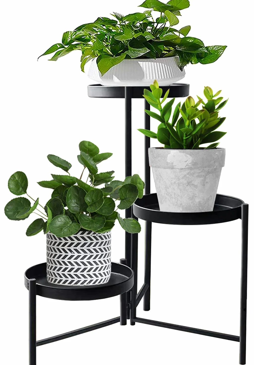 Support de plantes en métal 42 cm 3 étagères fer forgé présentoir d'angle vertical