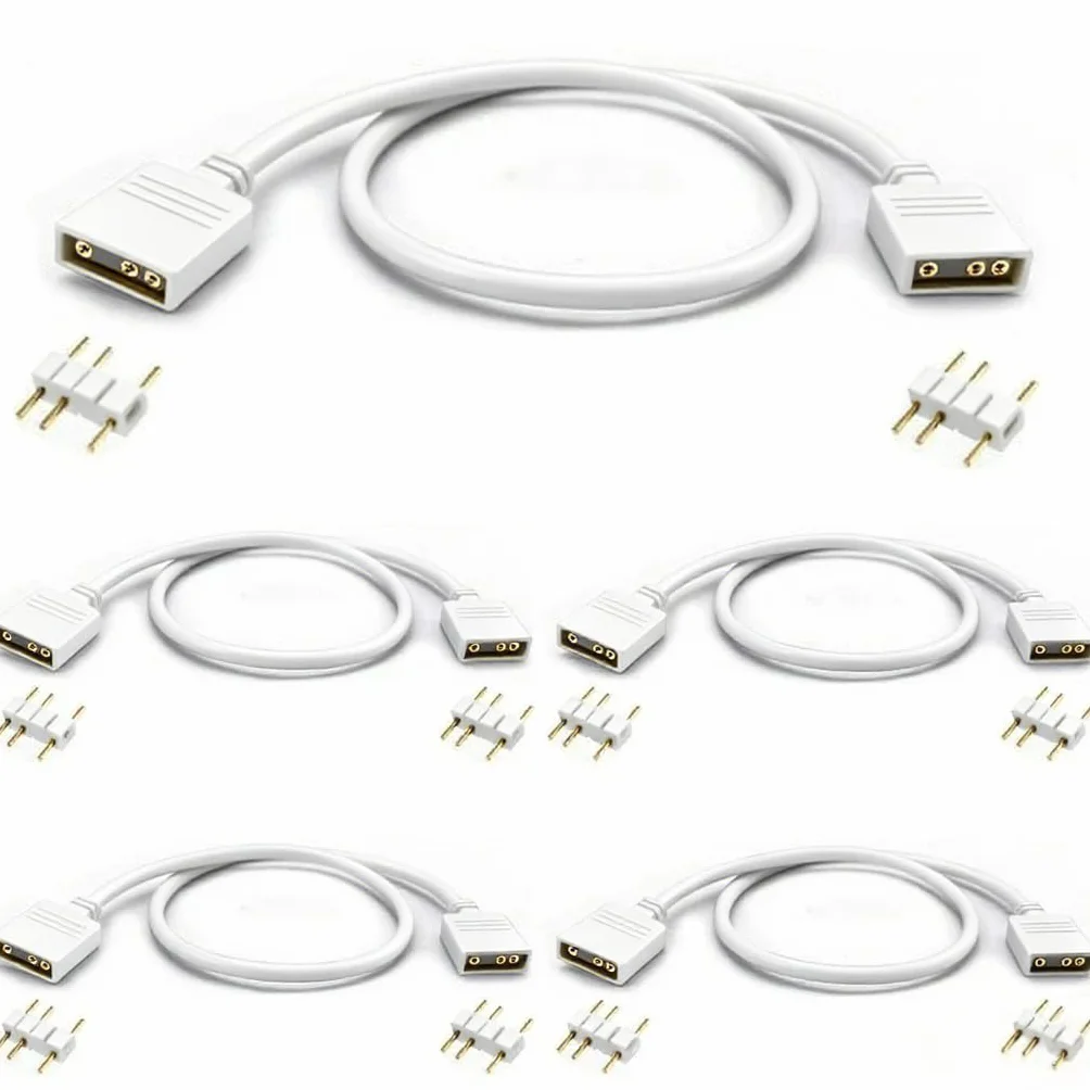 Câble répartiteur ARGB 5V 3 broches 30 cm blanc pour ventilateurs PC RGB et bandes LED