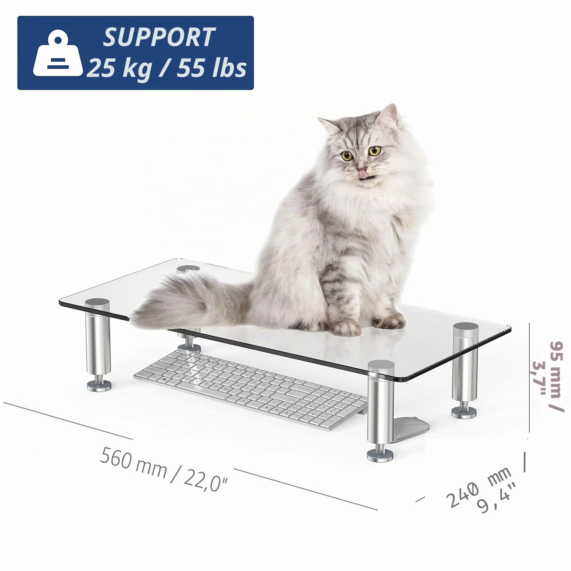 FITUEYES Réhausseur d'Écran en Verre Support de Moniteur 56x24x9,5cm
