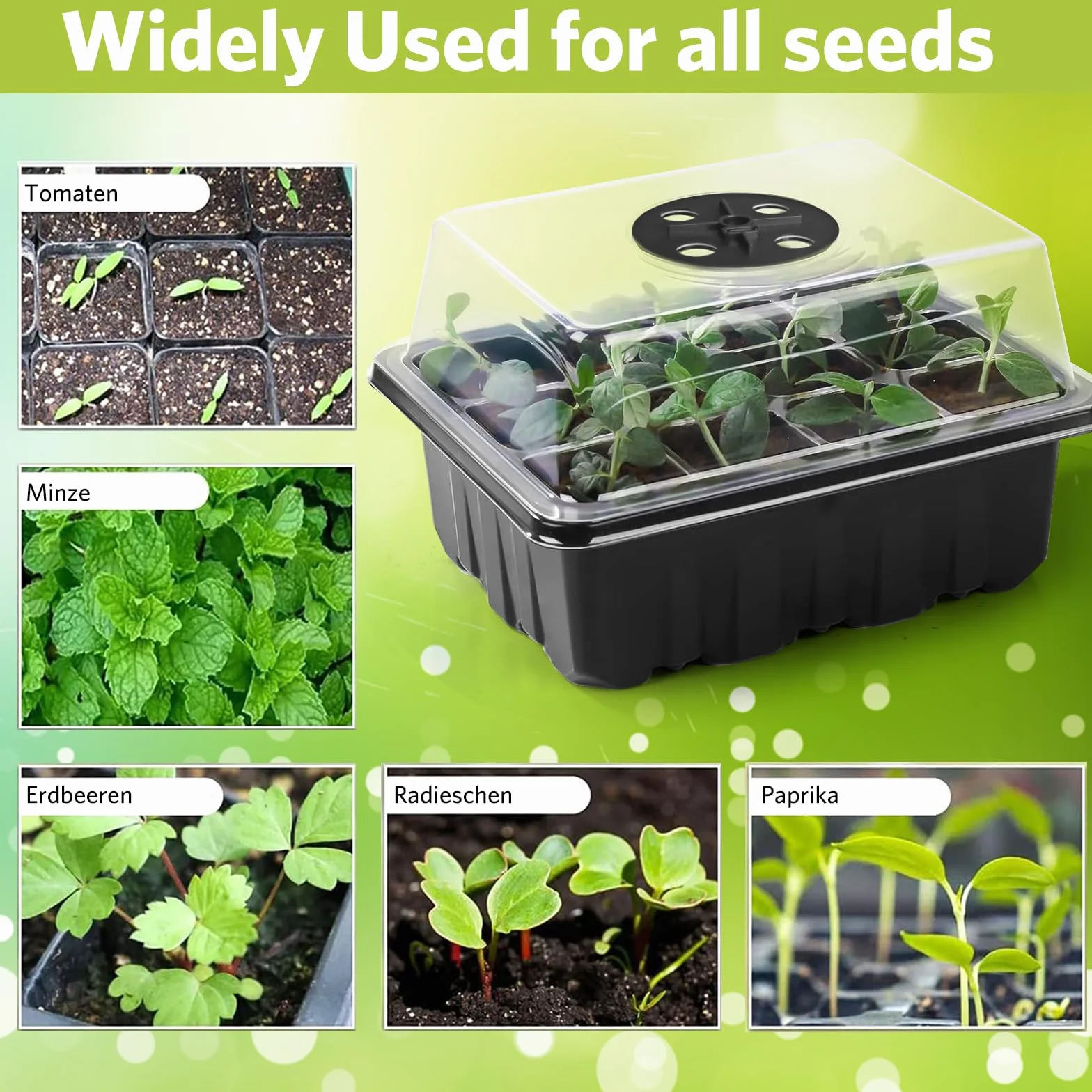 NAMOTEK Station de Germination 5 pièces avec Tapis Chauffant & Lampe de Croissance – 60 cellules, Mini-Serre