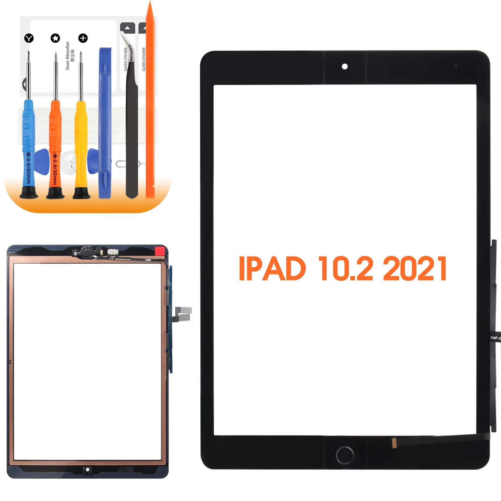 AGCUT Écran Tactile iPad 9 2021 10.2" Remplacement Digitizer avec Kit de Réparation Noir