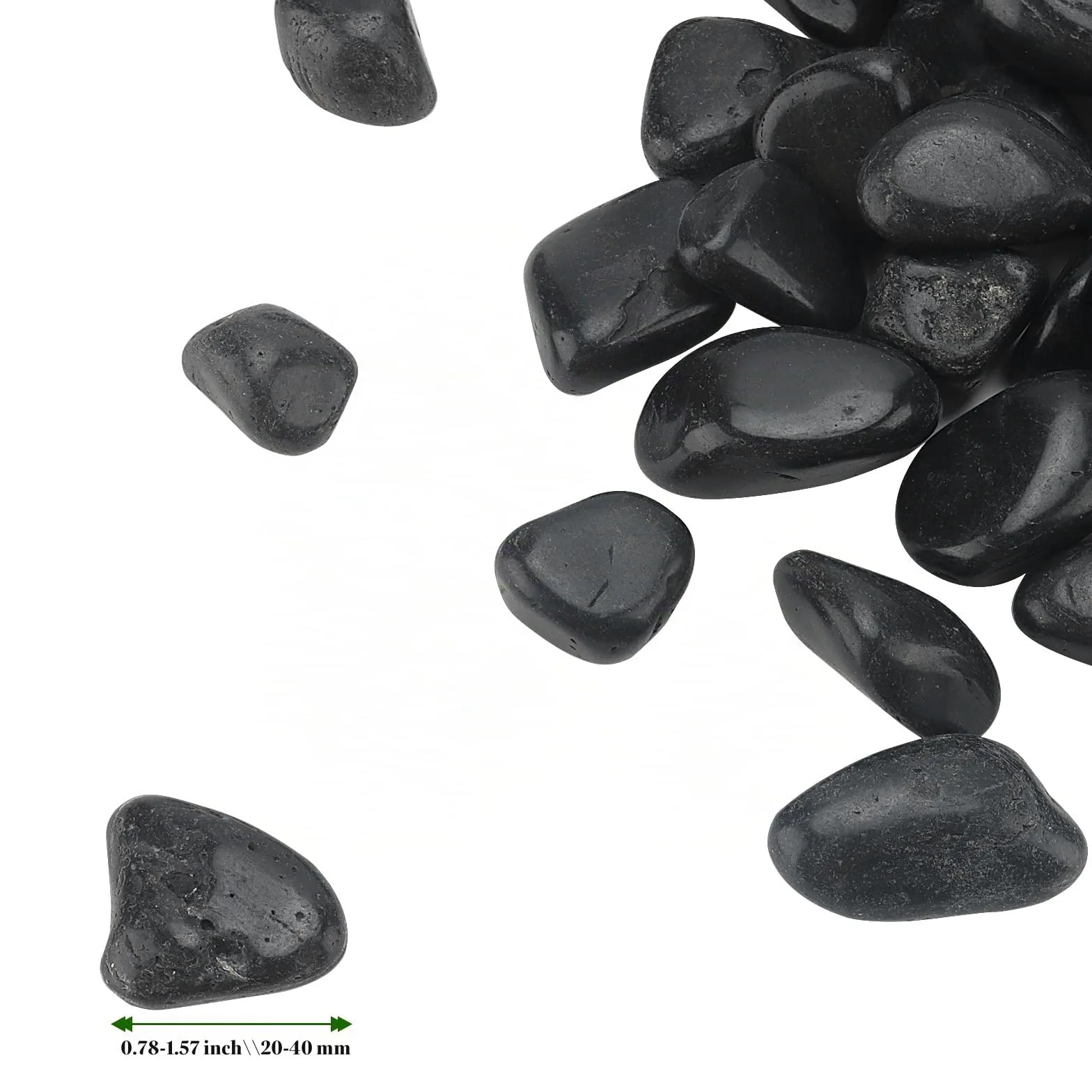 4,5 kg de pierres décoratives noires, 20-40 mm, galets polis naturels, pierres de jardin pour aménagement paysager, aquarium, pot de fleurs, décoration d'intérieur