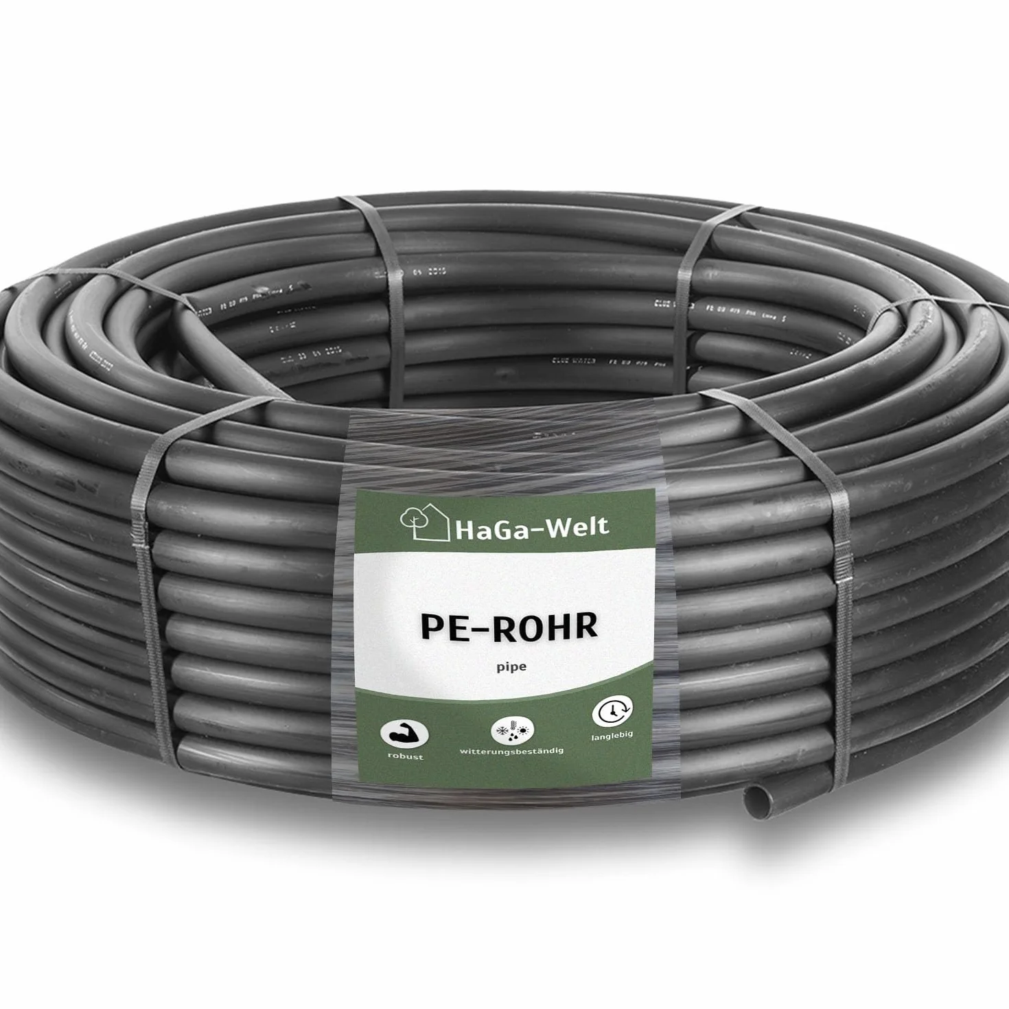 Tube PE HaGa noir 25mm x 1,5mm 10m pour irrigation jardin