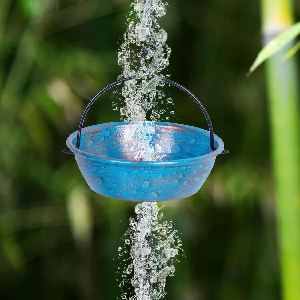 Chaîne de Pluie de 3,9 m en Forme de Grenouille avec 12 Tasses, chaînes de Pluie de Rechange fonctionnelles et décoratives pour l'extérieur