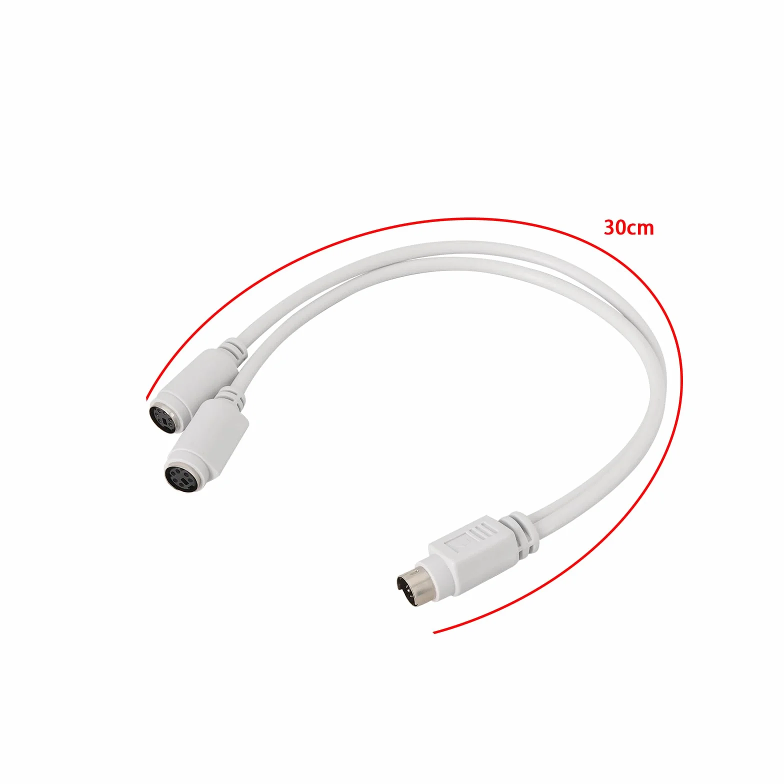 Lot de 2 Répartiteurs de Clavier 6 Broches DIN Mâle vers Femelle Câble 1 vers 2 Compatible Sony PS2 30 cm Blanc