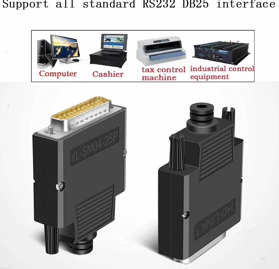PENGLIN DB25 Connecteur Mâle sans Soudure, Adaptateur série RS232 D-SUB 25 Broches avec boîtier