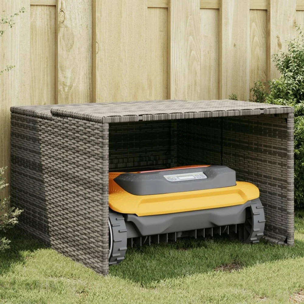 Maison & Jardin, Mobilier Robot Tondeuse Garage Gris 86x90x52/57 cm Poly Rotin