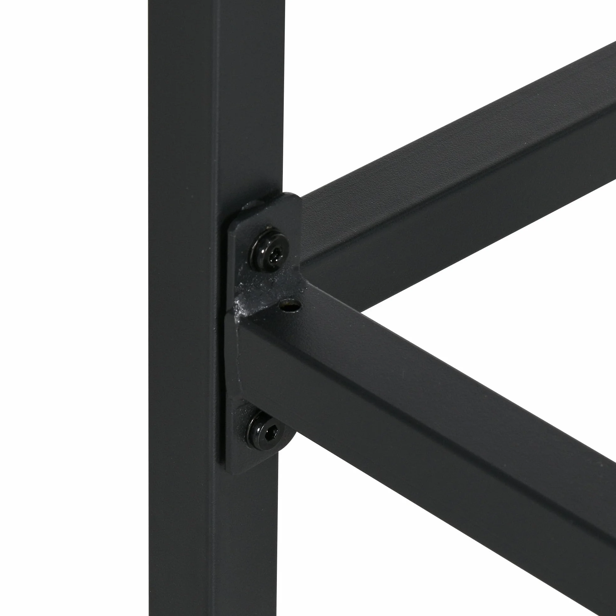 Outsunny Ensemble de bar de jardin en rotin 4 tabourets table haute avec toit acier noir