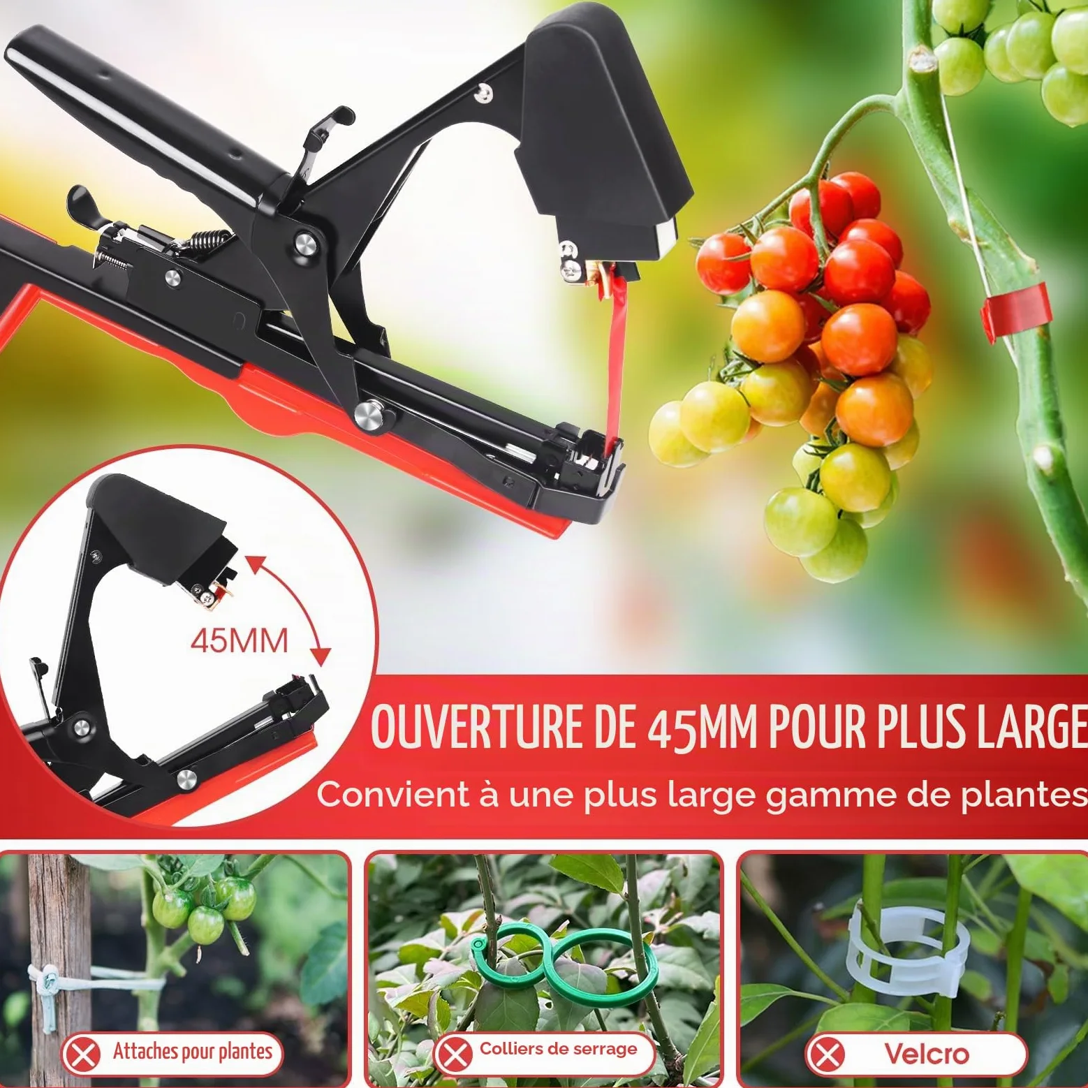 SWANSOFT Machine à Nouer Les Plantes 45MM Machine à Attacher Légère, Machine A Taper (20 Rouleaux)